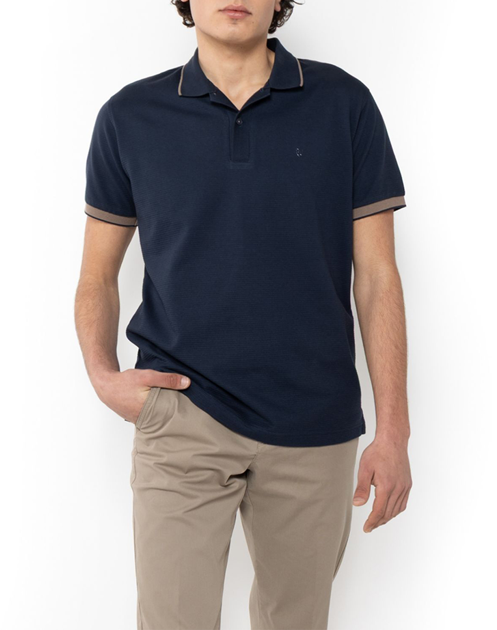 THE BOSTONIANS ΜΠΛΟΥΖΑ POLO PIQUE WAFFLE REGULAR FIT 3PS1301-BLUE DarkBlue