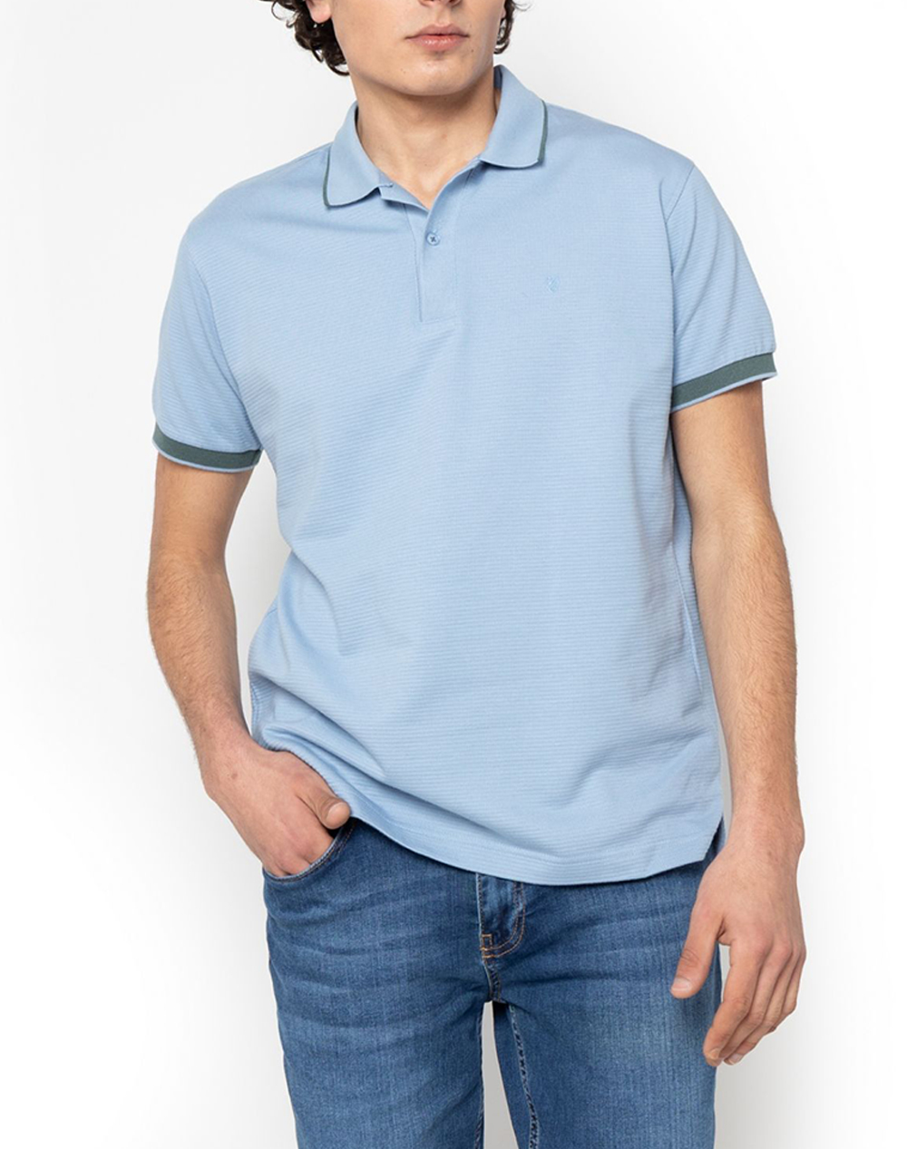 THE BOSTONIANS ΜΠΛΟΥΖΑ POLO PIQUE WAFFLE REGULAR FIT 3PS1301-LIGHT LightBlue