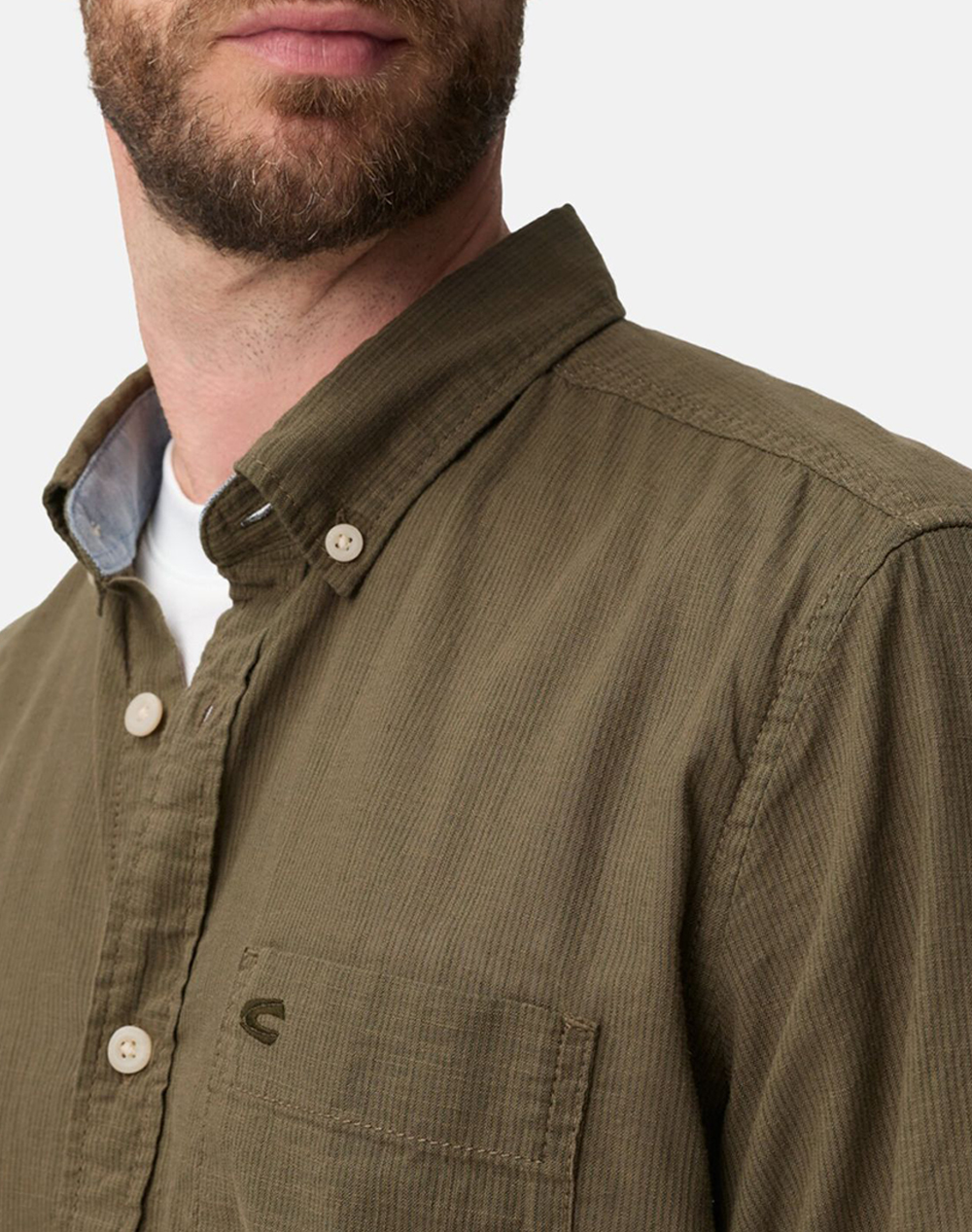 Camel Active Πουκαμισο Κ Μ Stripes B D C261-409262-7S62-35 Olive ανδρικά ρούχα πουκάμισα Politikos Shop Πολιτικός