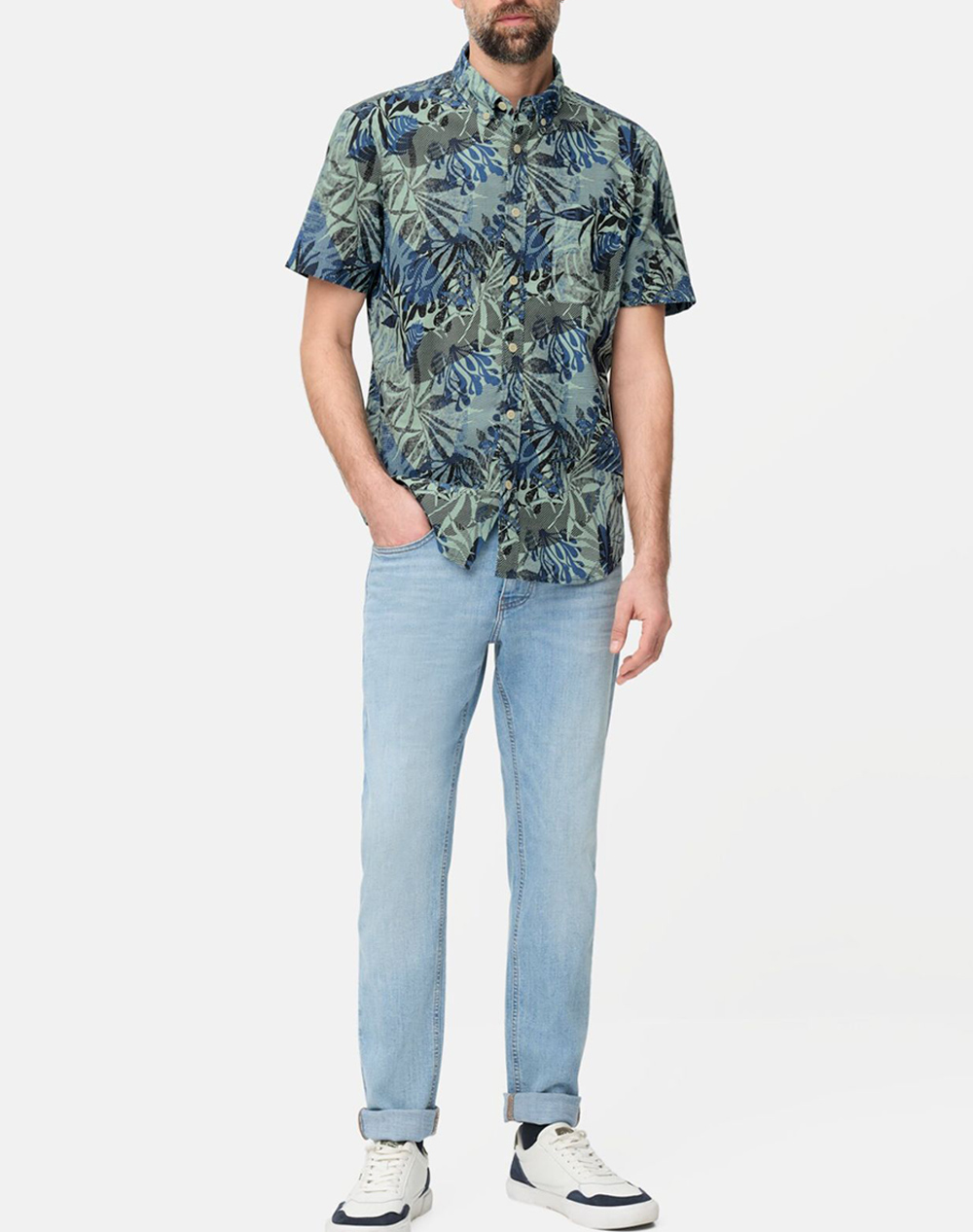 Camel Πουκαμισο Κ Μ Print B D C261-409274-7S74-44 Indigo ανδρικά ρούχα πουκάμισα Politikos Shop Πολιτικός