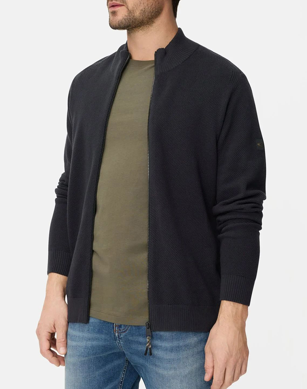 CAMEL Πλεκτή Ζακέτα full zip stand up collar C261-409501-7K01-48 DarkBlue