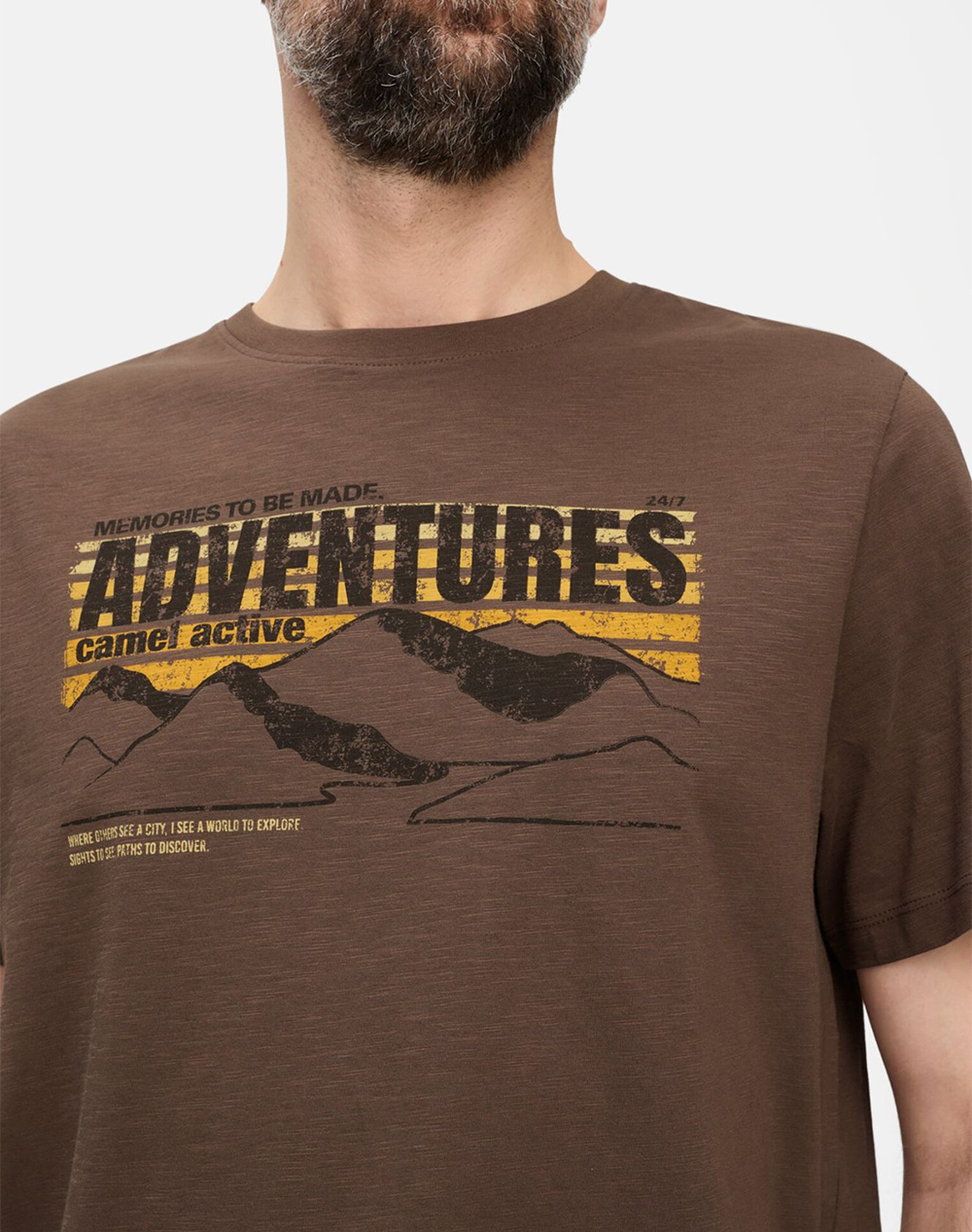 Camel Active T-Shirt Κ Μ Printed C261-409700-7T17-26 Brown ανδρικά ρούχα μπλούζες Politikos Shop Πολιτικός