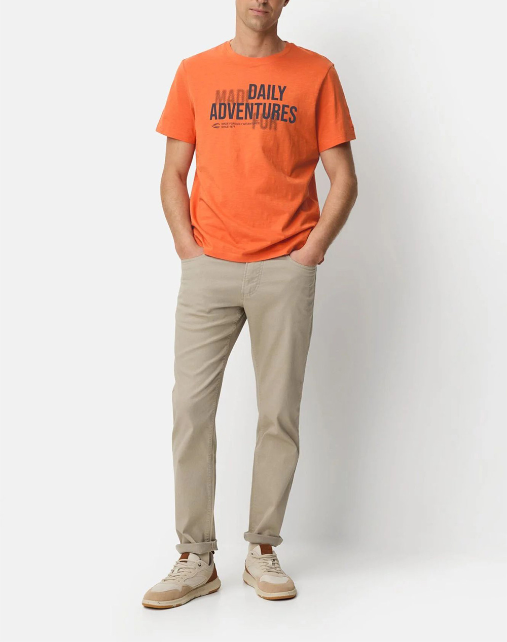 Camel Active T-Shirt Κ Μ Printed C261-409700-7T17-66 Orange ανδρικά ρούχα μπλούζες Politikos Shop Πολιτικός