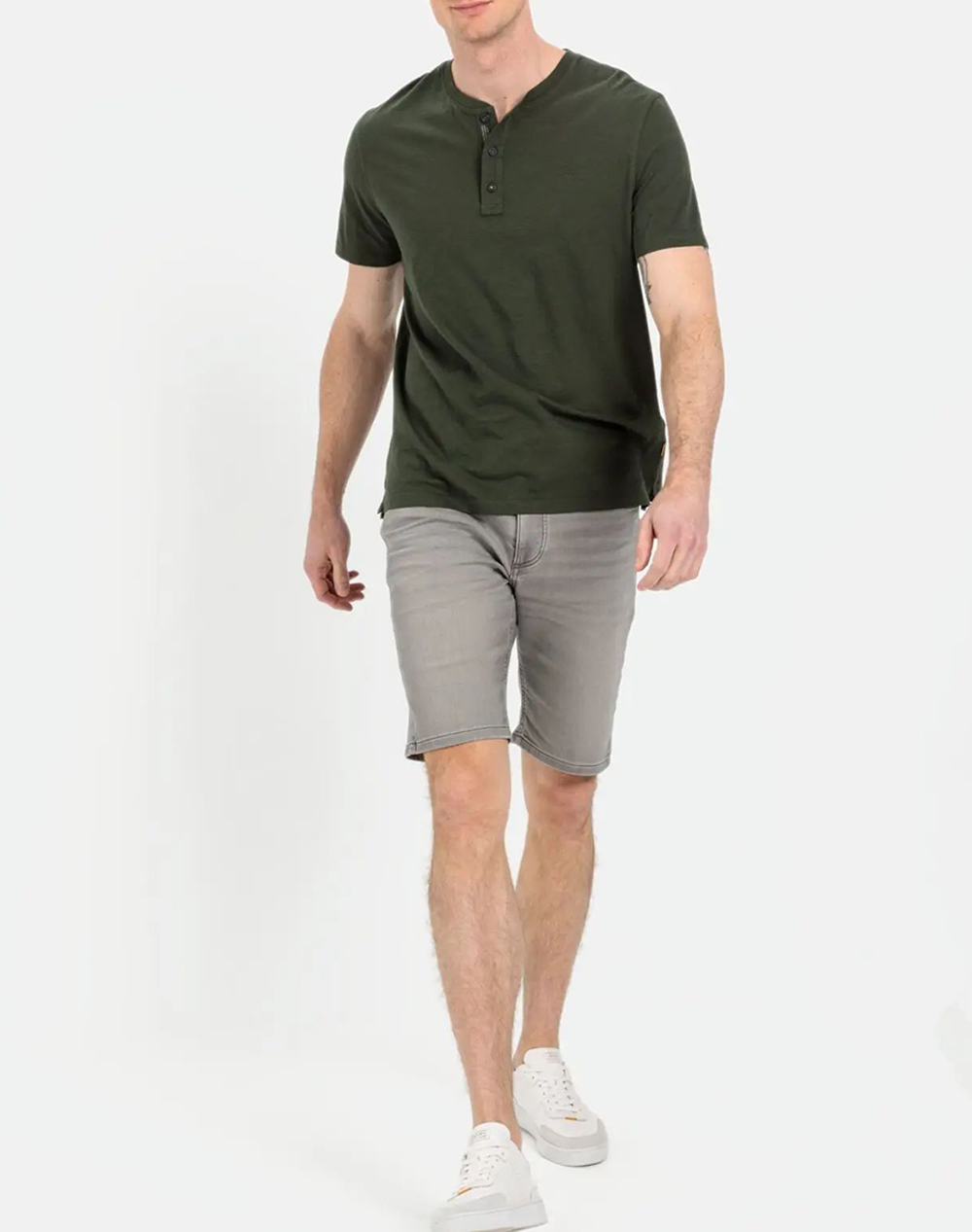 Camel Active T-Shirt K M Nos Henley C261Nos-409474-9T84-91 Armygreen ανδρικά ρούχα μπλούζες Politikos Shop Πολιτικός