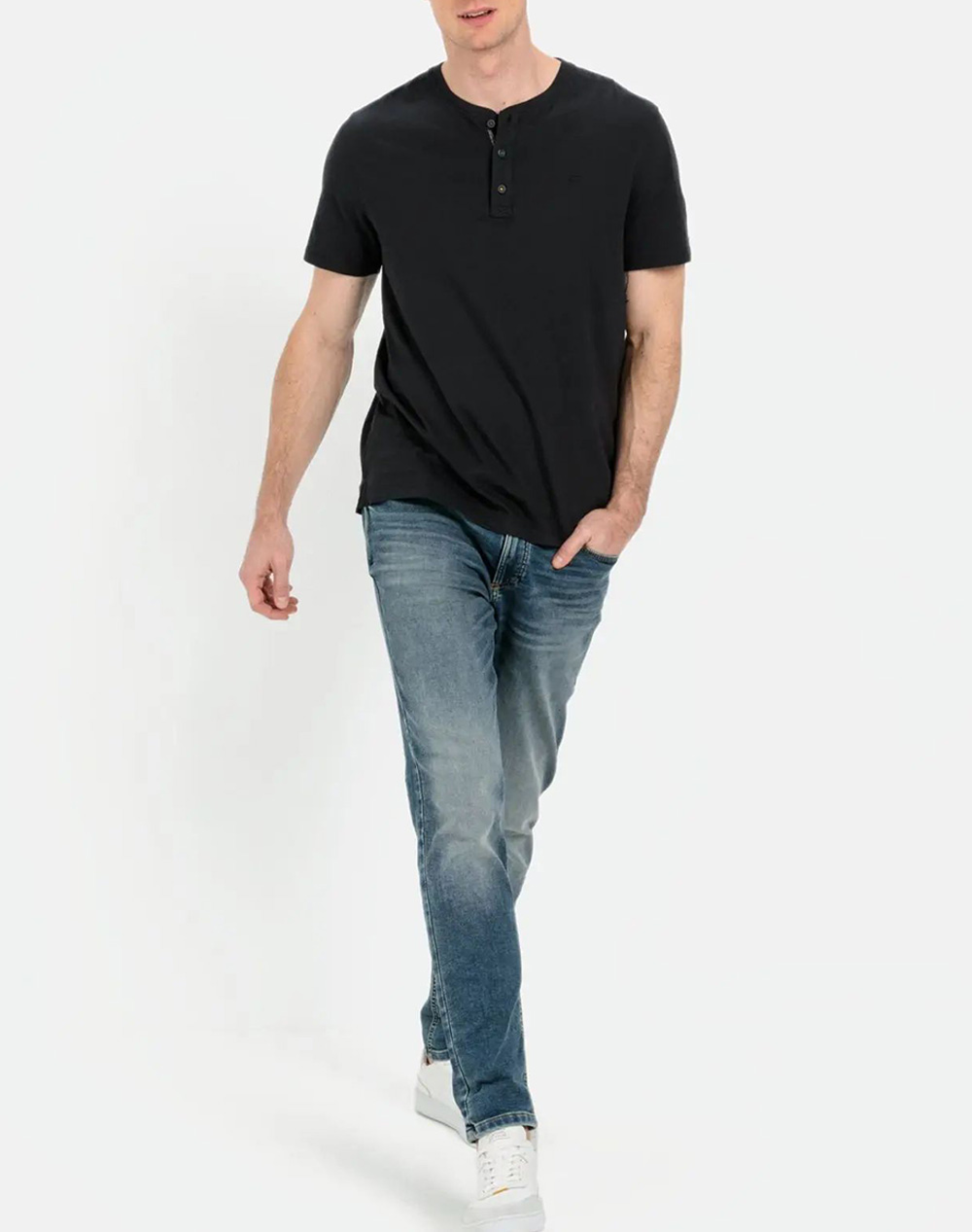 Camel Active T-Shirt K M Nos Henley C261Nos-409474-9T84-88 Darkslategrey ανδρικά ρούχα μπλούζες Politikos Shop Πολιτικός