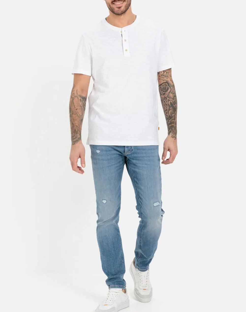 Camel Active T-Shirt K M Nos Henley C261Nos-409474-9T84-01 White ανδρικά ρούχα μπλούζες Politikos Shop Πολιτικός