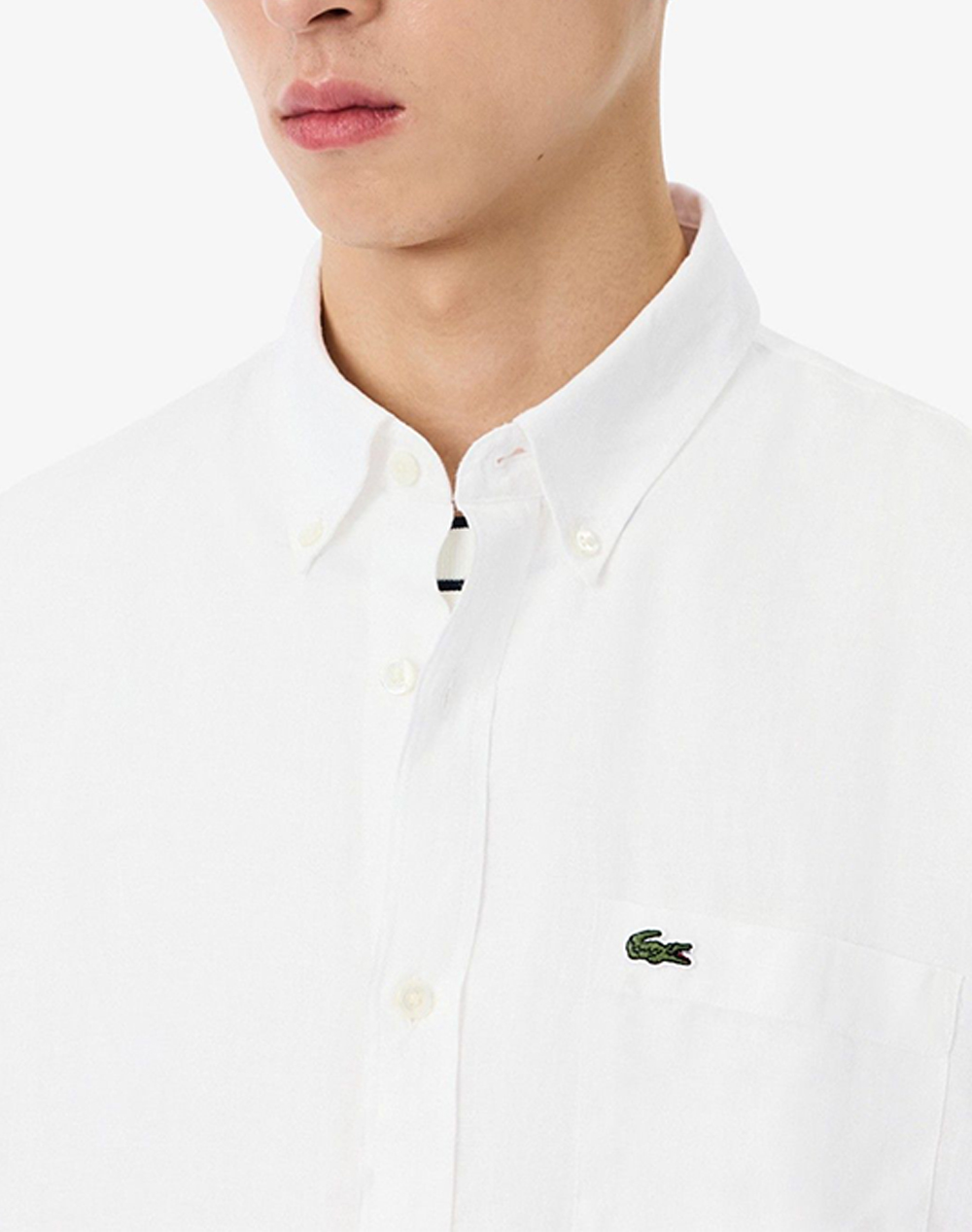 Lacoste Υποκαμισο Μμ L Sleeved Shirt 3Ch5692-001 White ανδρικά ρούχα πουκάμισα Politikos Shop Πολιτικός
