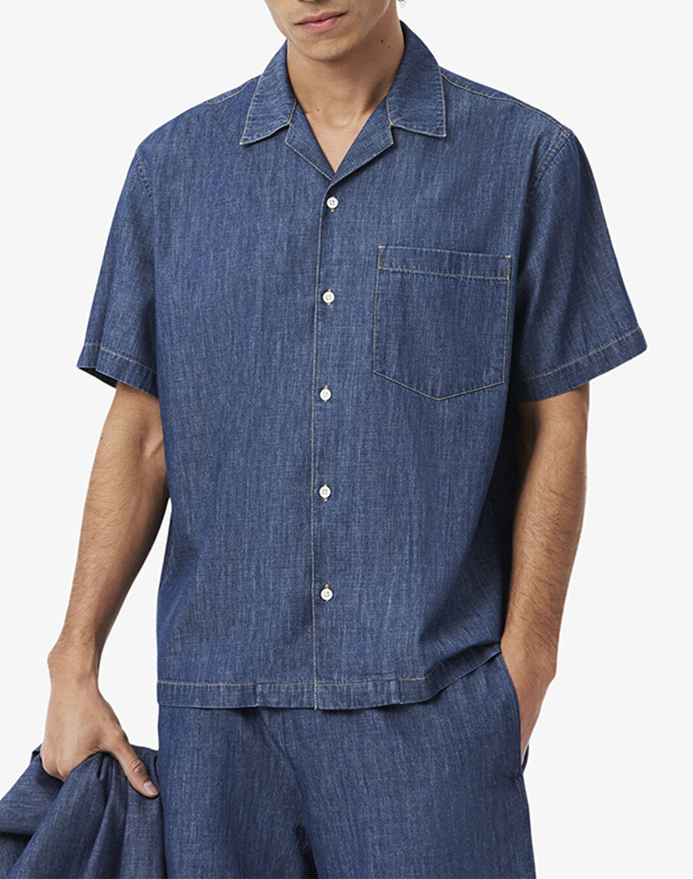 LACOSTE ΠΟΥΚΑΜΙΣΟ ΚΜ SHIRT SS 3CH1869-MK9 DenimDarkBlue