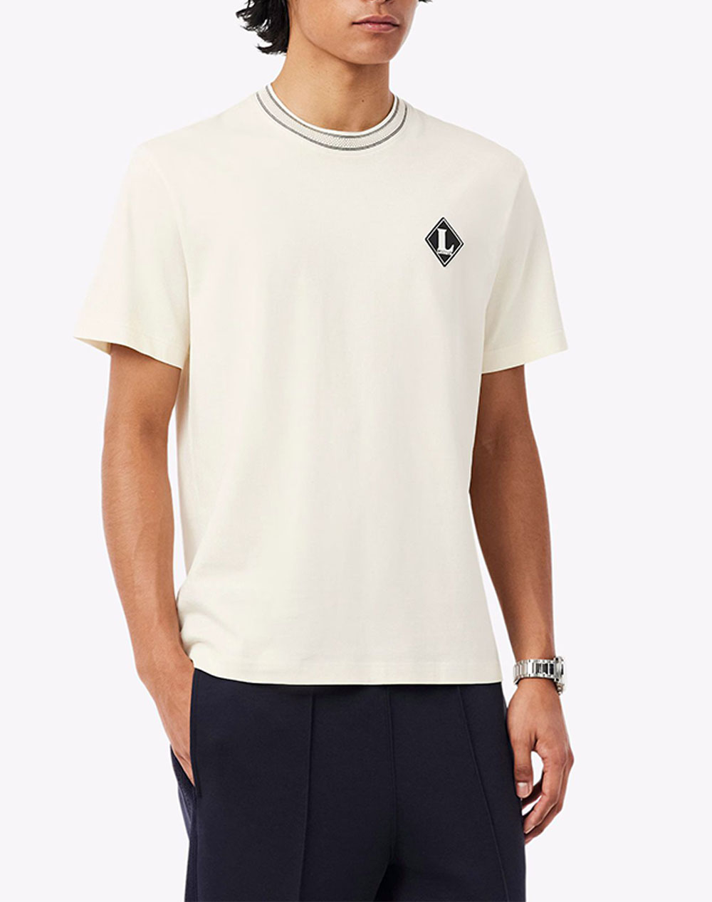LACOSTE ΜΠΛΟΥΖΑ ΚΜ TEE-SHIRT SS 3TH0718-XFJ Cream