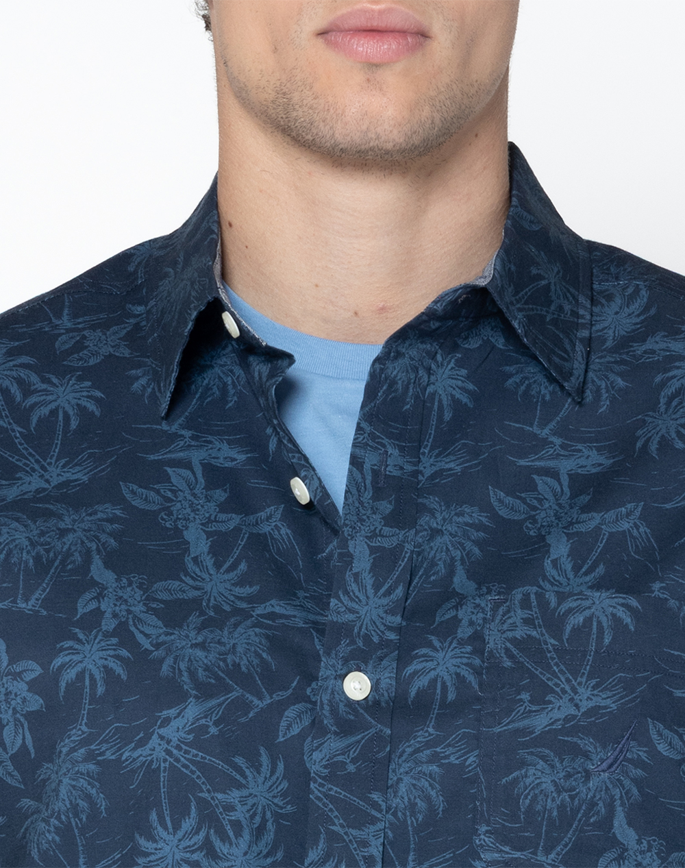 Nautica Πουκαμισο Κμ Sus S Tencel Print 3Ncw65134-4Vn Navyblue ανδρικά ρούχα πουκάμισα Politikos Shop Πολιτικός