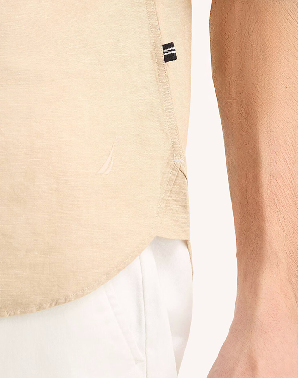 Nautica Πουκαμισο Μμ L S Linen Solid Fca 3Ncwr6548-2Sa Biege ανδρικά ρούχα πουκάμισα Politikos Shop Πολιτικός