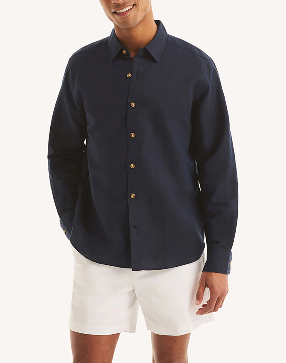 NAUTICA ΠΟΥΚΑΜΙΣΟ ΜΜ L/S LINEN SOLID FCA 3NCWR6548-4VN NavyBlue