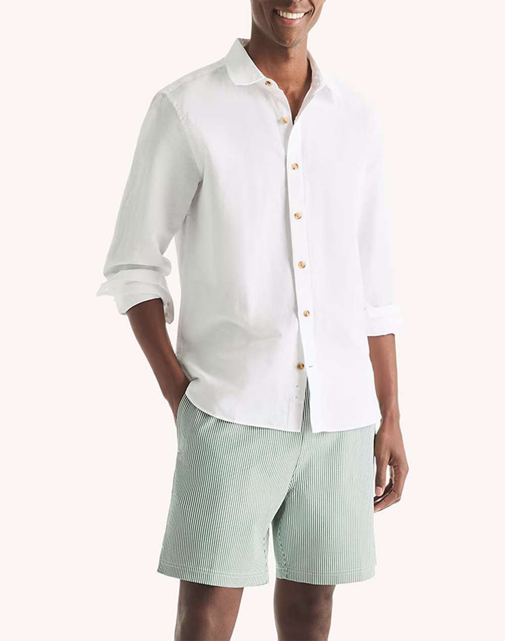 NAUTICA ΠΟΥΚΑΜΙΣΟ ΜΜ L/S LINEN SOLID FCA 3NCWR6548-1BW White