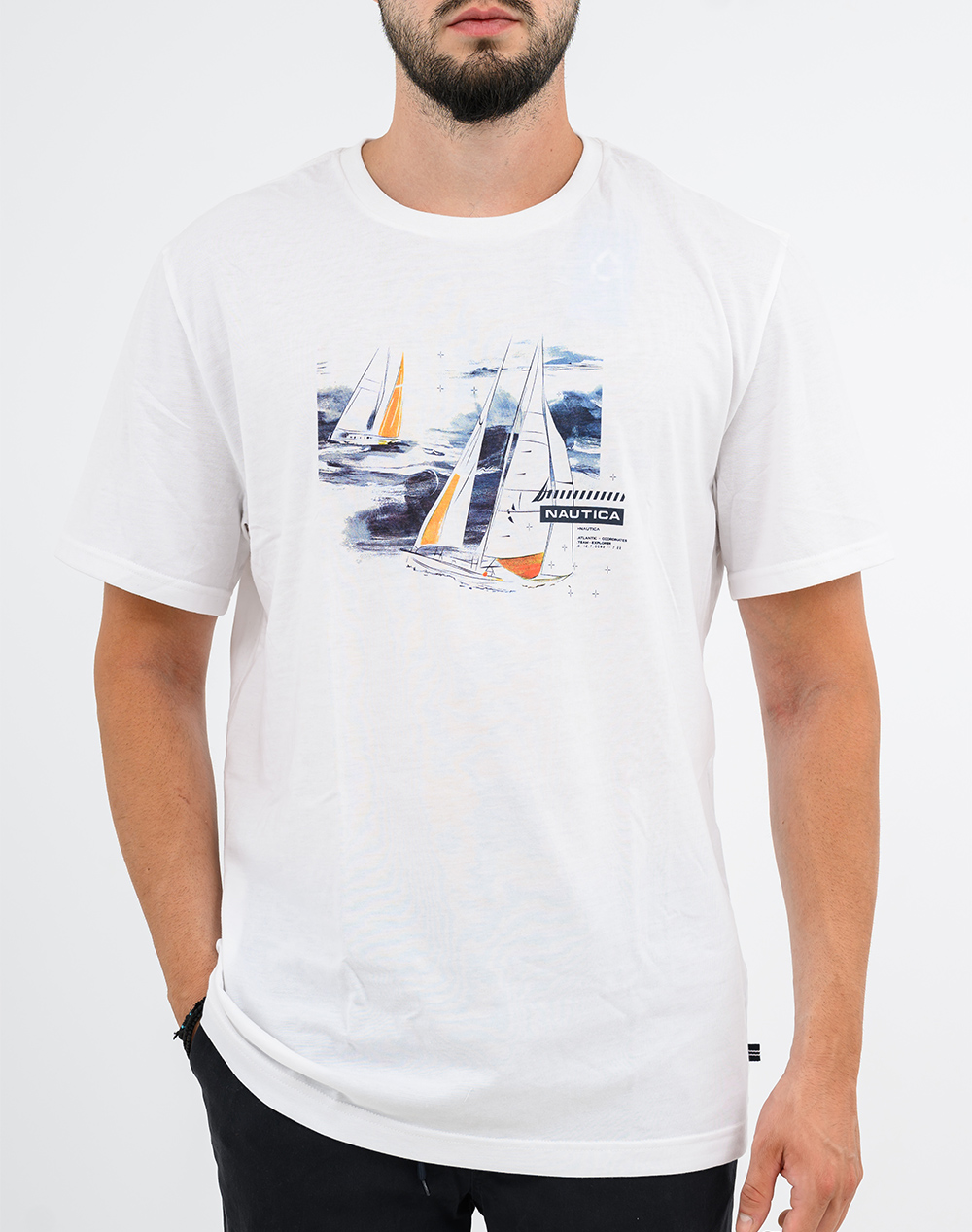NAUTICA ΜΠΛΟΥΖΑ T-SHIRT ΚΜ SUSTAINABLE SAILING SPIRIT DP 3NCV65109-1BW White