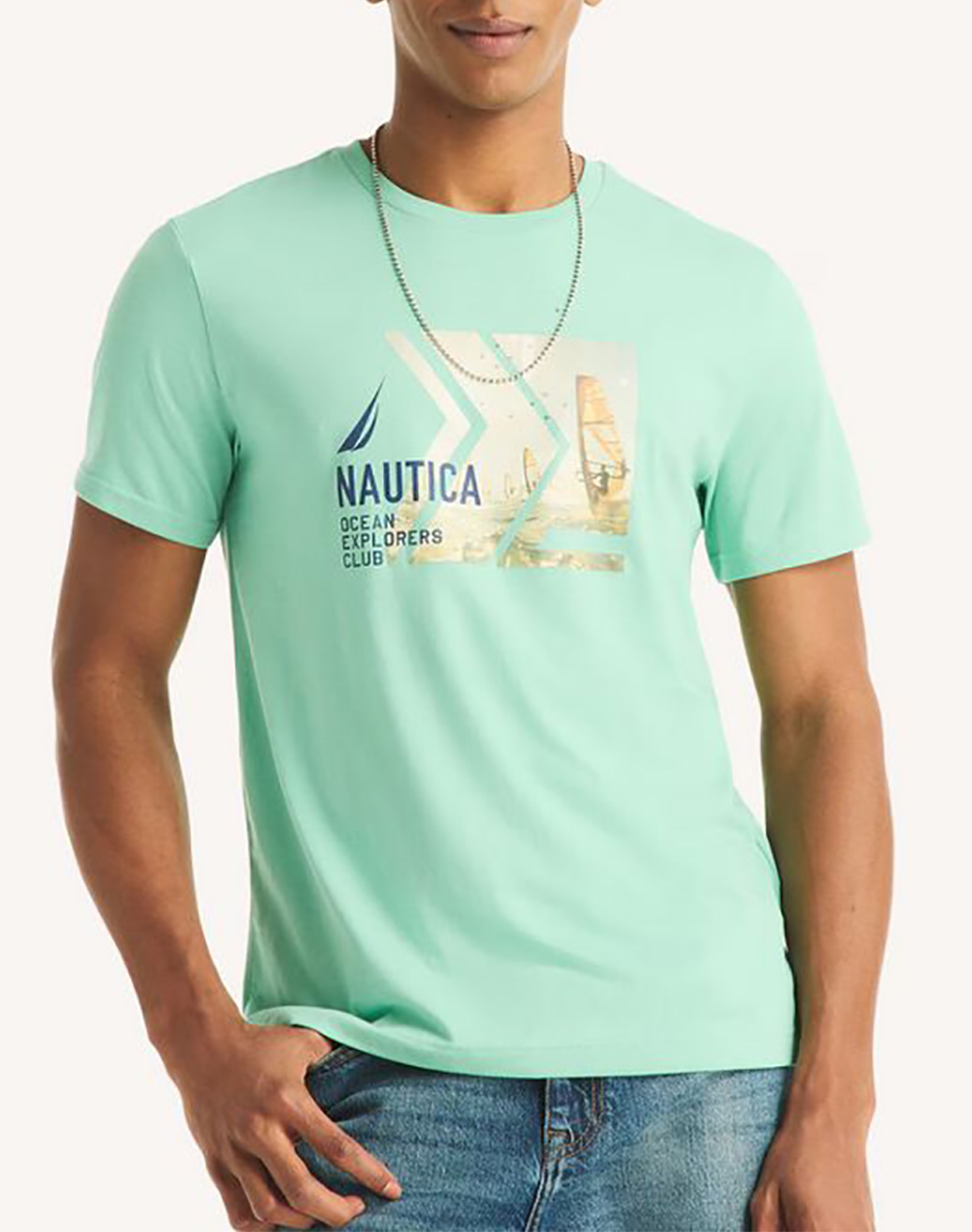 NAUTICA ΜΠΛΟΥΖΑ T-SHIRT ΚΜ SUSTAINABLE OCEAN EXPLORERS DP 3NCV65103-3DN Aqua