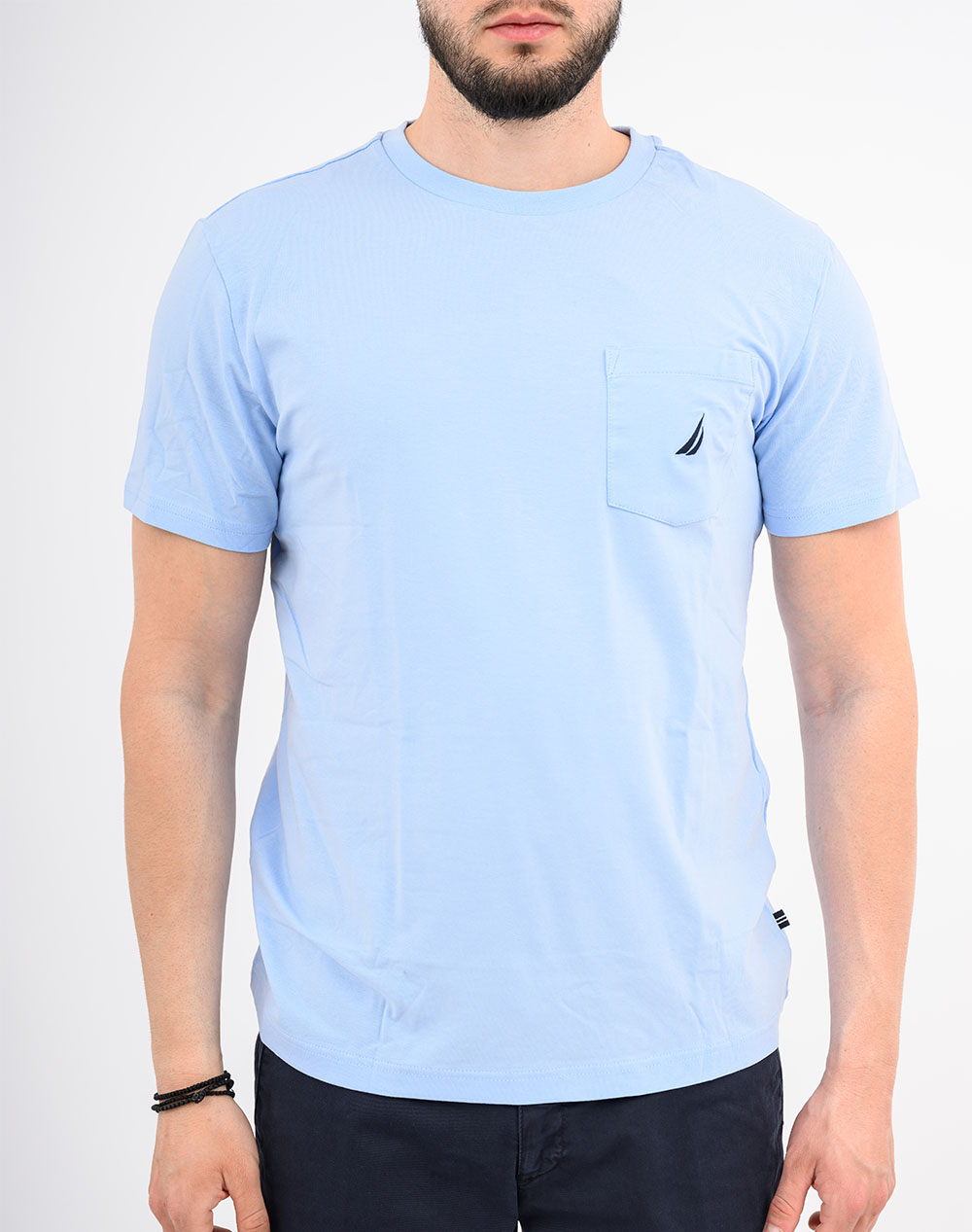 Nautica Μπλούζα T-Shirt Κμ Ss Anchor Pocket Tee 3Ncv41050-4Nn Lightblue ανδρικά ρούχα μπλούζες Politikos Shop Πολιτικός