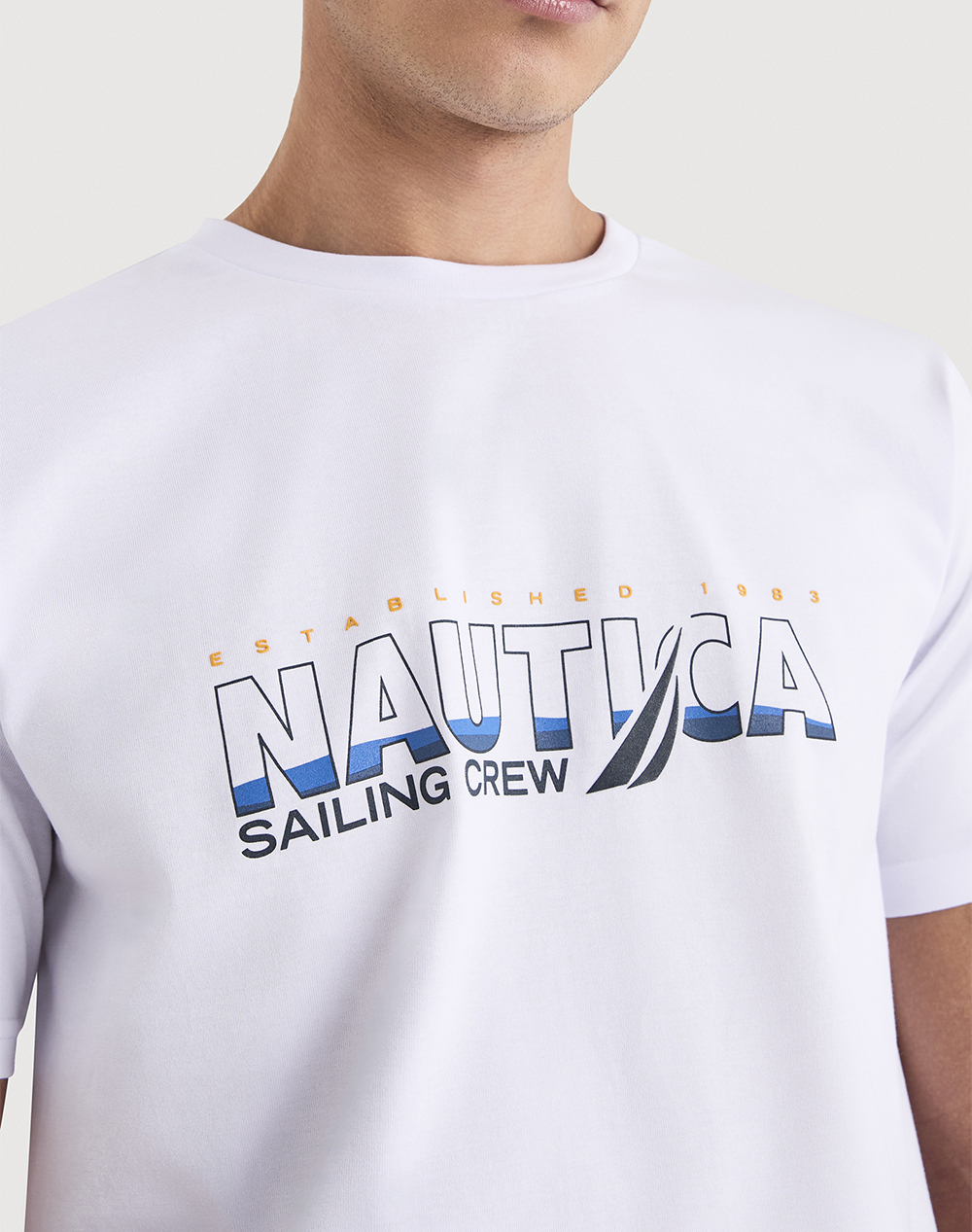 Nautica Μπλούζα T-Shirt Κμ Onda 3Ncn1V03949-908 White ανδρικά ρούχα μπλούζες Politikos Shop Πολιτικός