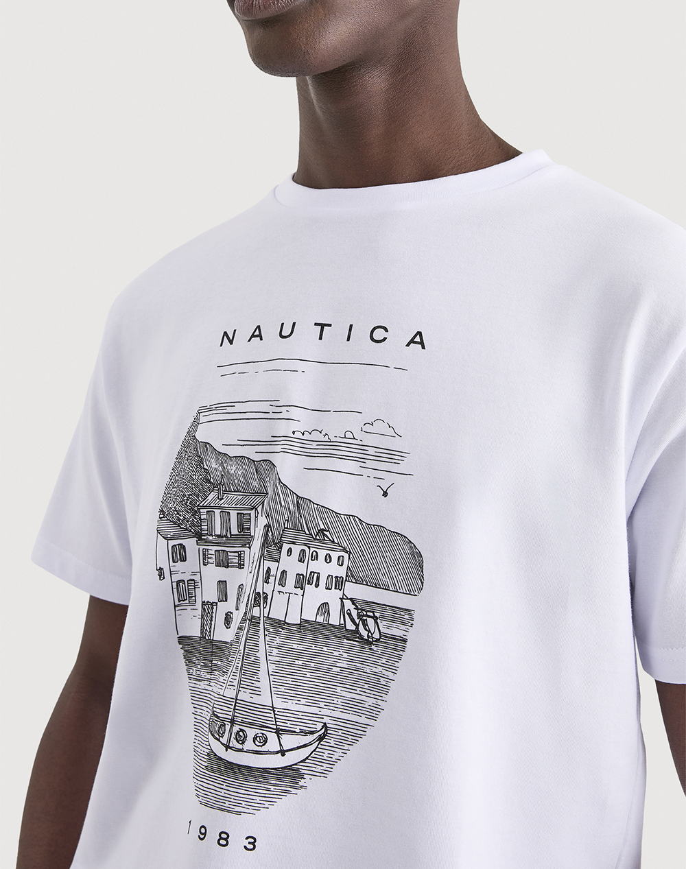Nautica Μπλούζα T-Shirt Κμ Kanan 3Ncn1V03977-908 White ανδρικά ρούχα μπλούζες Politikos Shop Πολιτικός