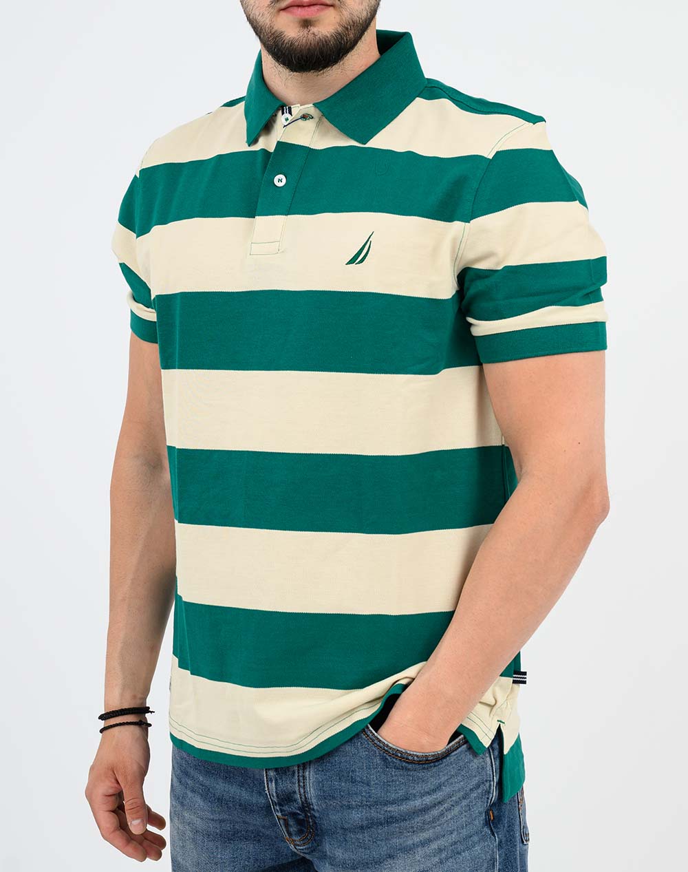 Nautica Μπλούζα Πολο Κμ Row Polo Shirt 3Ncn1Cr0121-503 Green ανδρικά ρούχα μπλούζες Politikos Shop Πολιτικός