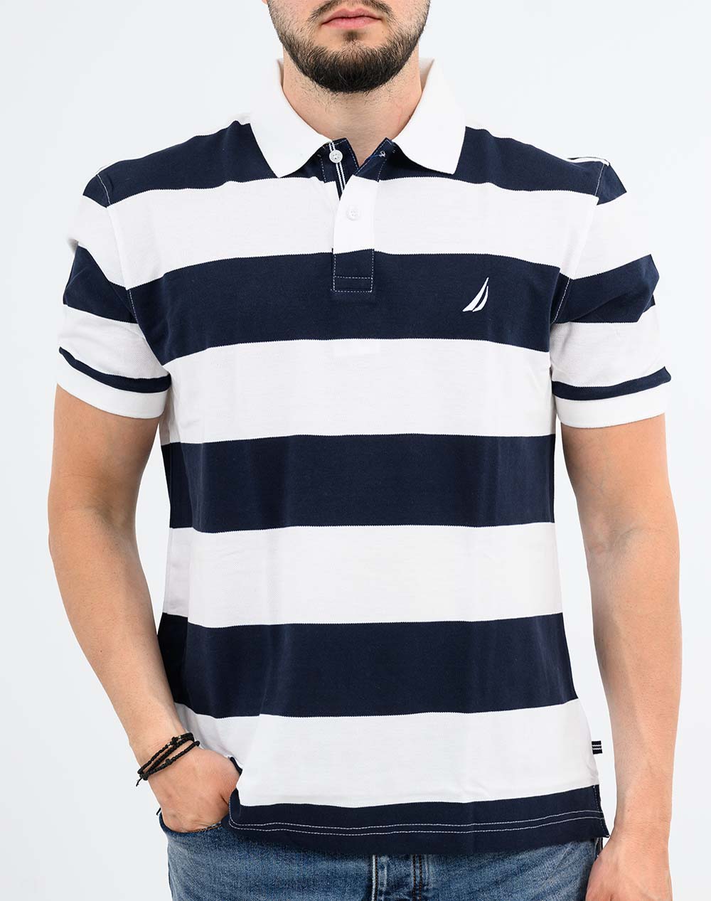 NAUTICA ΜΠΛΟΥΖΑ ΠΟΛΟ ΚΜ Row Polo Shirt 3NCN1CR0121-908 White