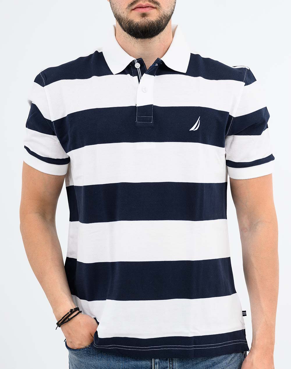 Nautica Μπλούζα Πολο Κμ Row Polo Shirt 3Ncn1Cr0121-908 White ανδρικά ρούχα μπλούζες Politikos Shop Πολιτικός