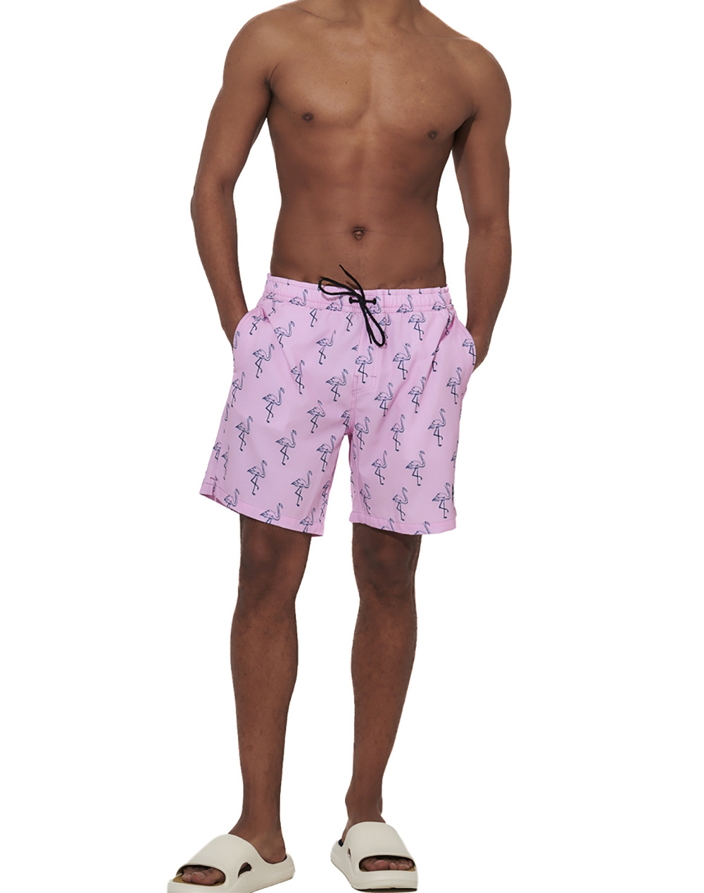 BODY ACTION MEN''S ALLOVER PRINTED SWIM SHORTS 033624-01-PINK FLAMINGO Pink φωτογραφία