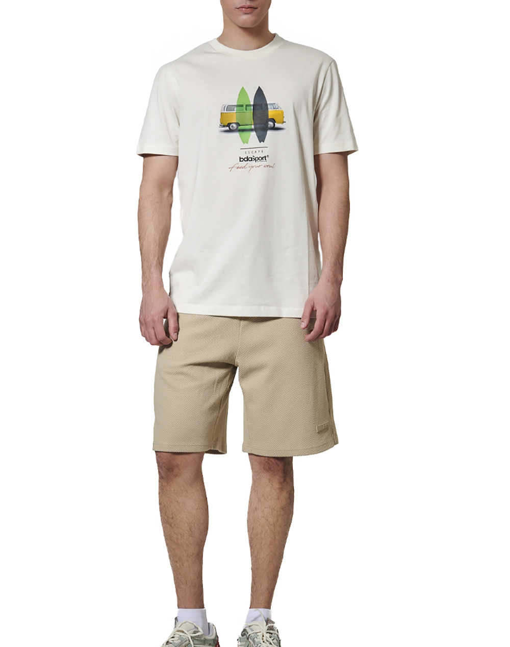 Body Action Men&Apos S Waffle Bermuda Shorts 033631-01-Green Grey Biege ανδρικά αθλητικά ρούχα Σορτς Βερμουδα Politikos Shop Πολιτικός