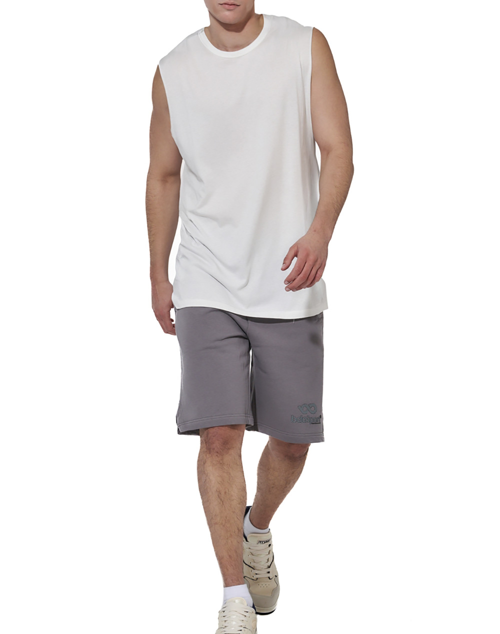 Body Action Men&Apos S High-Density Logo Terry Shorts 033628-01-Steel Grey Darkslategrey ανδρικά αθλητικά ρούχα Σορτς Βερμουδα Politikos Shop 