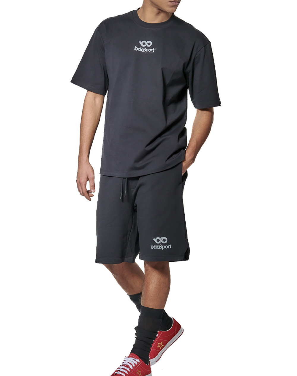 Body Action Men&Apos S High-Density Logo Terry Shorts 033628-01-Black Jetblack ανδρικά αθλητικά ρούχα Σορτς Βερμουδα Politikos Shop Πολιτικός