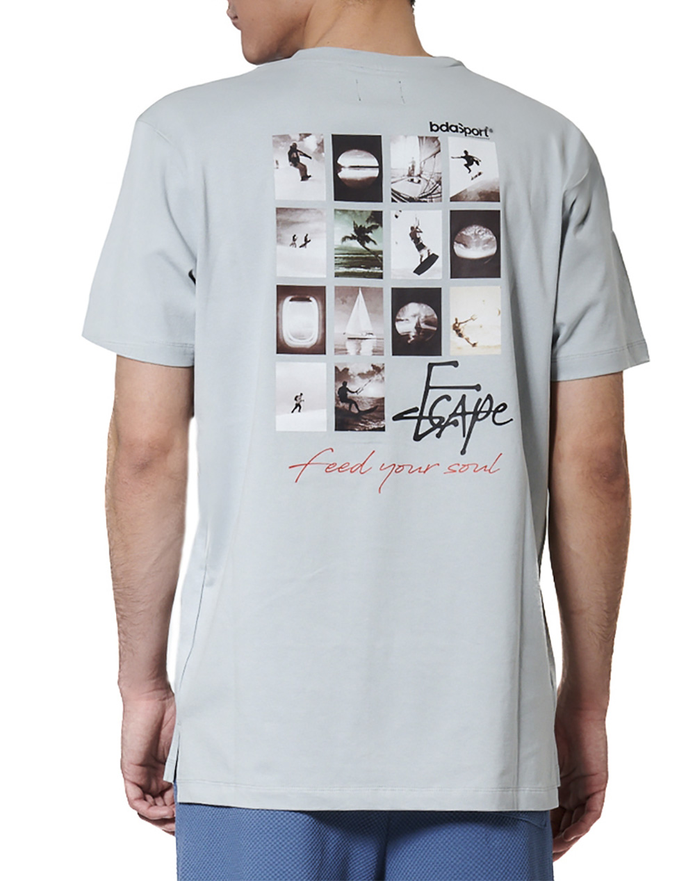 BODY ACTION MEN''S GRAPHIC T-SHIRT 053628-01-Pearl Blue LightBlue φωτογραφία