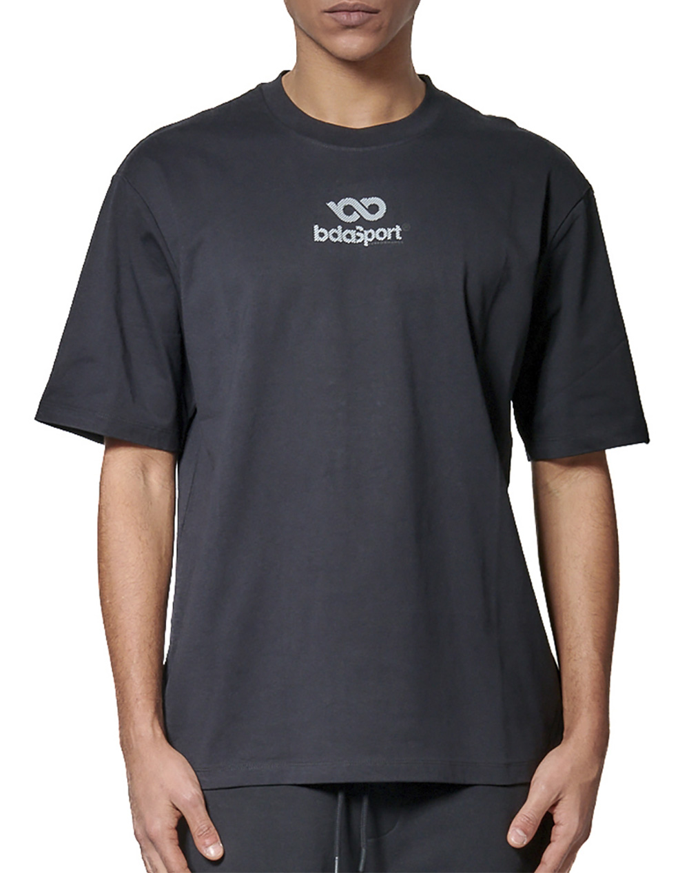 BODY ACTION MEN''S HIGH-DENSITY LOGO T-SHIRT 053621-01-BLACK JetBlack