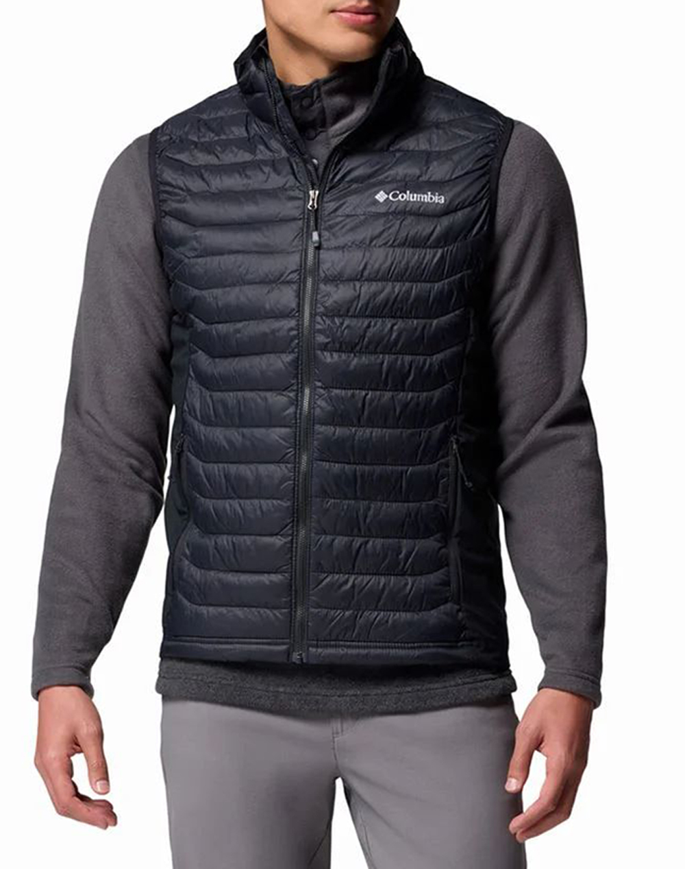 Columbia Ανδρικό Αμάνικο Puffer Μπουφάν Puffer Μαύρο Ανακυκλωμένο Ναύλον Πλαϊνά Πολυεστέρα Ελαστάνη