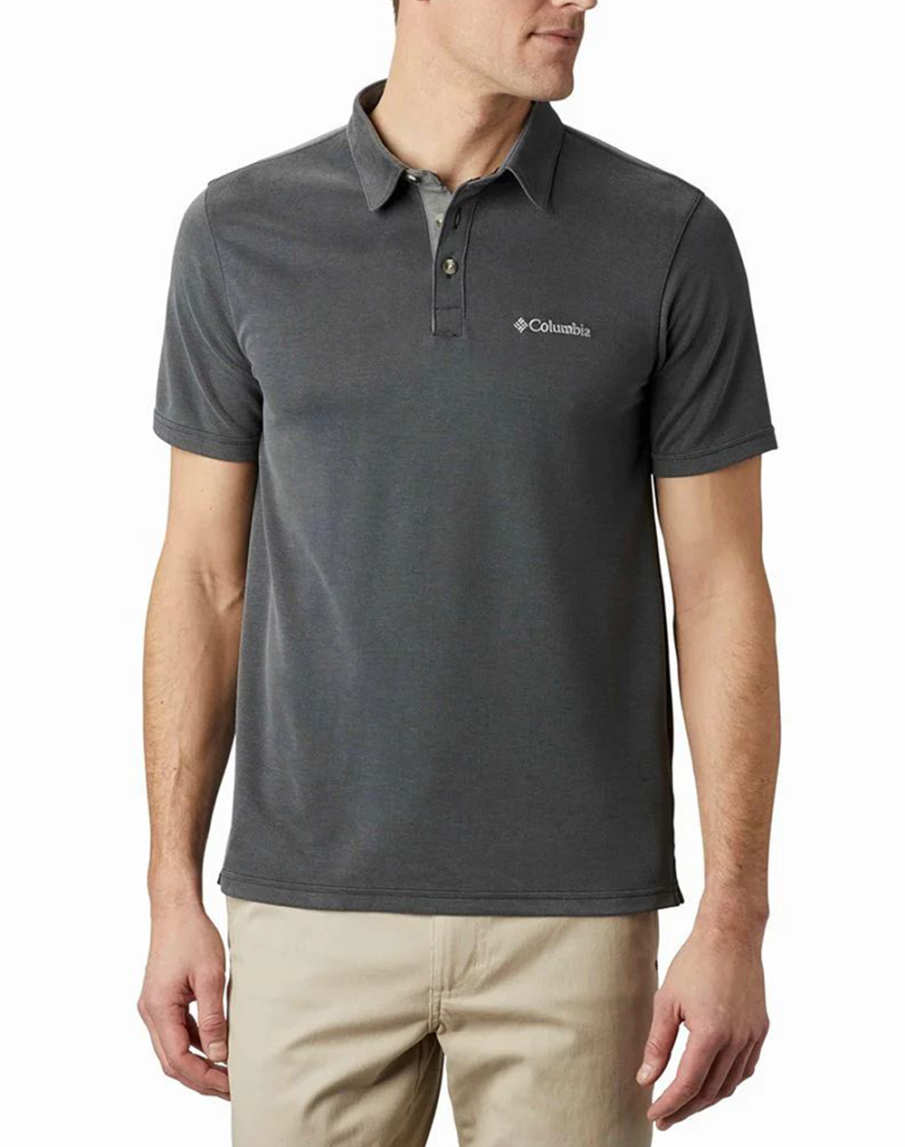 Columbia Ανδρική Μπλούζα Polo Σκούρο Γκρι Μοντάλ Πολυεστέρας