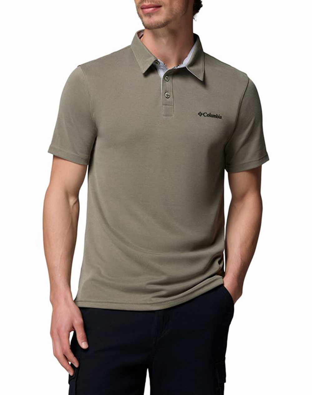 Columbia Ανδρική Μπλούζα Polo Χακί Μοντάλ Πολυεστέρας