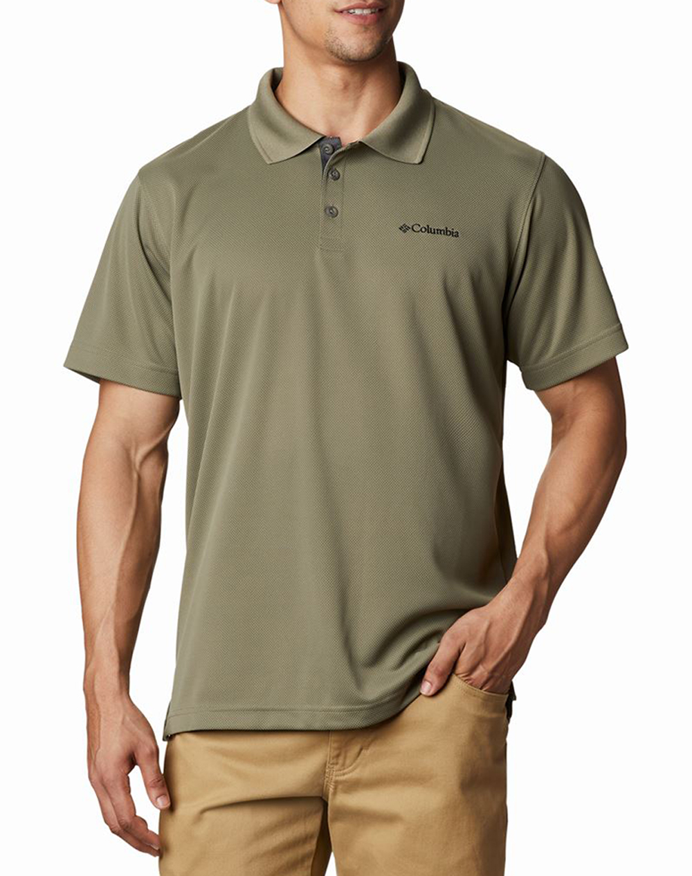 Columbia Ανδρική Μπλούζα Polo Κοντομάνικη Χακί Πολυεστέρας