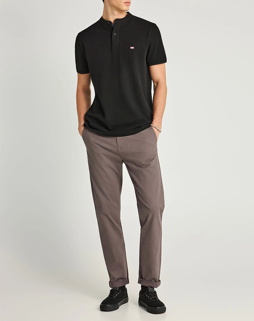 Funky Buddha Trousers Fbm013-001-02-Grey Darkgray ανδρικά ρούχα παντελόνια Chinos Politikos Shop Πολιτικός