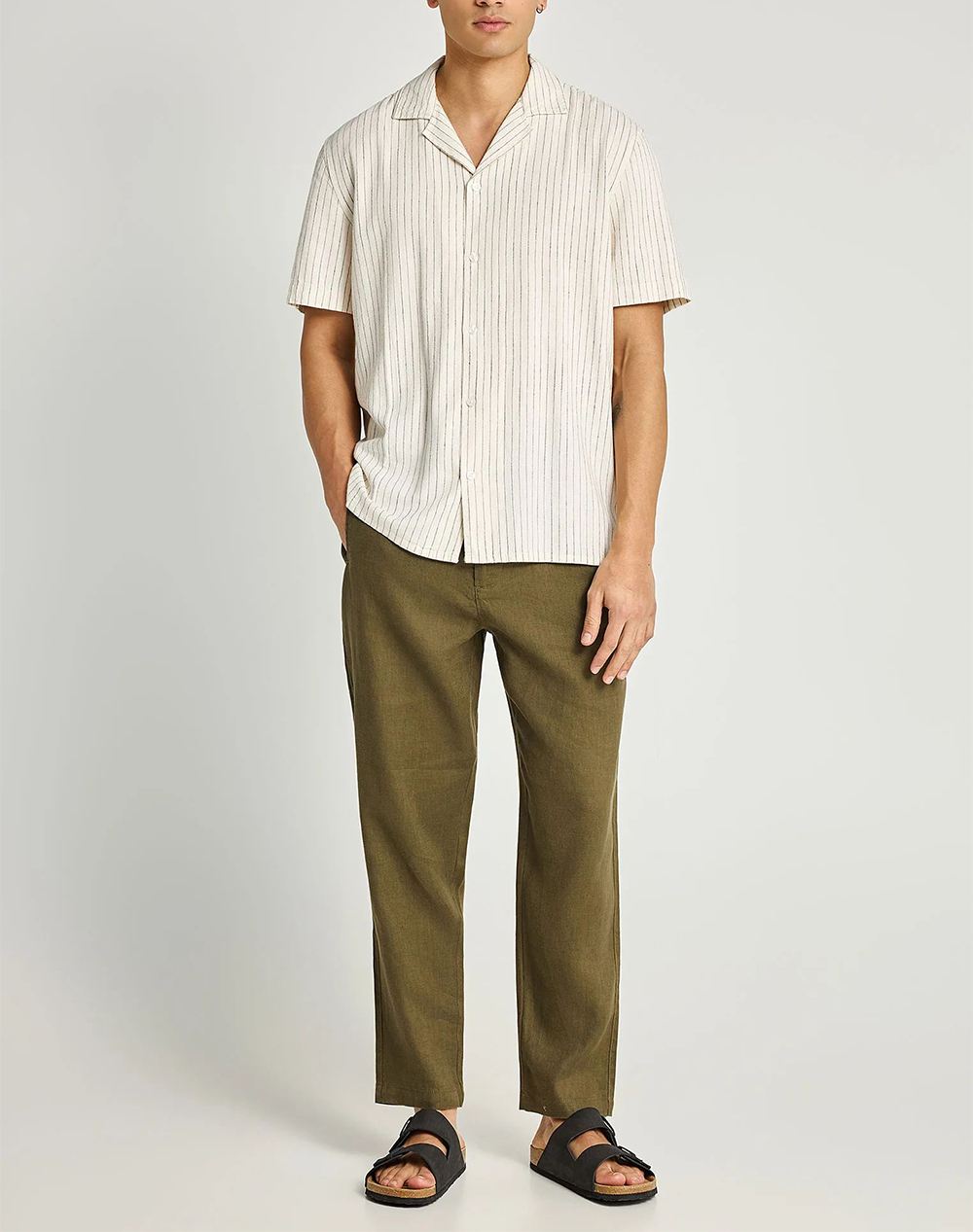 Funky Buddha Trousers Fbm013-011-02-Khaki Khaki ανδρικά ρούχα παντελόνια Chinos Politikos Shop Πολιτικός