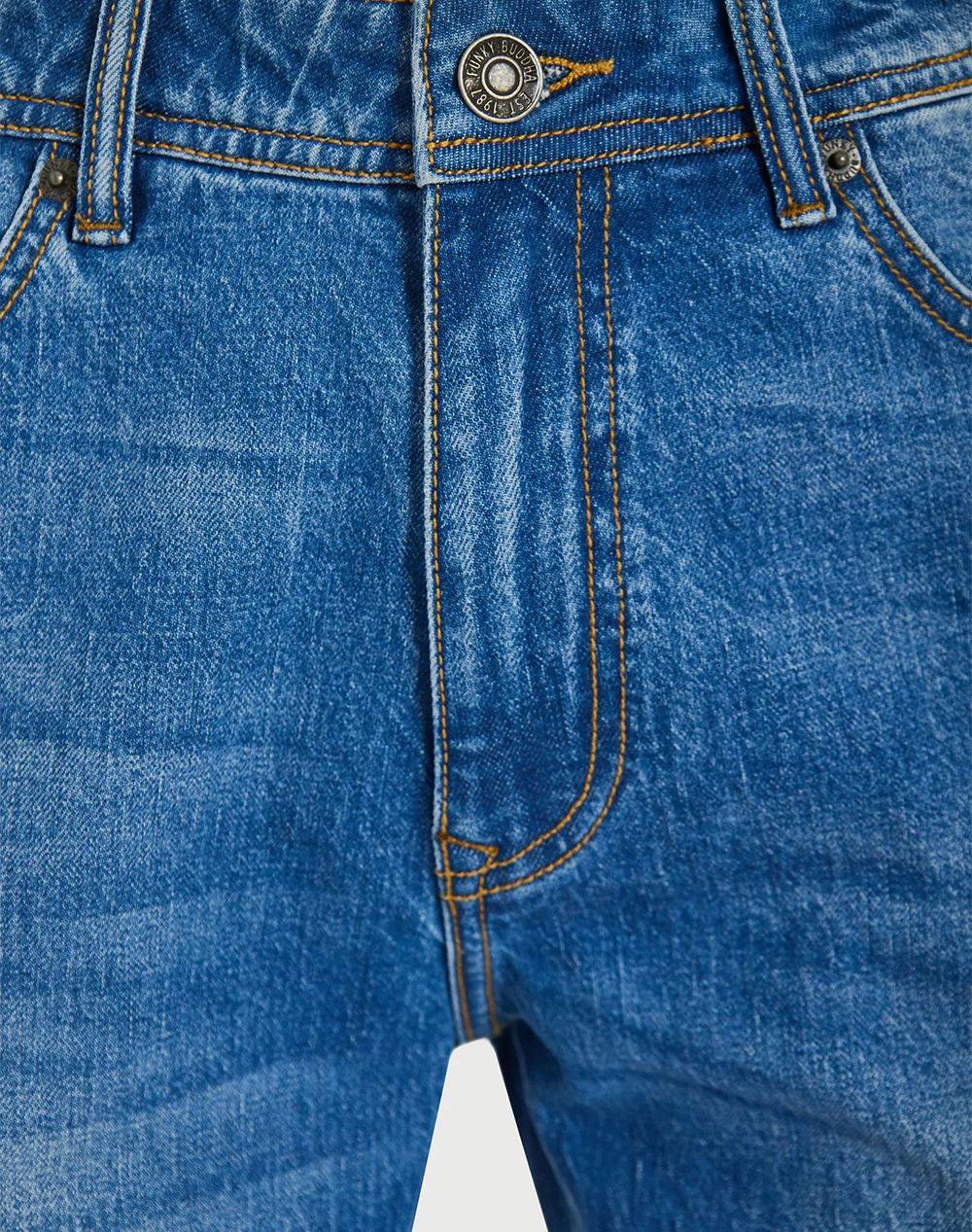 Funky Buddha Jeans Fbm013-071-02-Md Blue Denimblue ανδρικά ρούχα παντελόνια Politikos Shop Πολιτικός