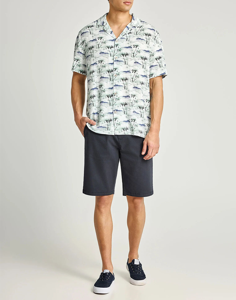 Funky Buddha Shorts Fbm013-001-03-Navy Navyblue ανδρικά ρούχα Σορτς Βερμουδες Chinos Politikos Shop Πολιτικός