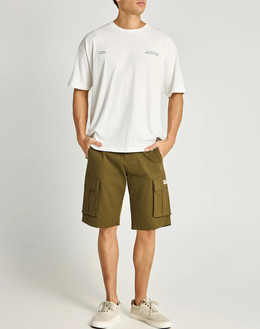 Funky Buddha Shorts Fbm013-002-03-Dusty Olive Darkolivegreen ανδρικά ρούχα Σορτς Βερμουδες Cargo Politikos Shop Πολιτικός