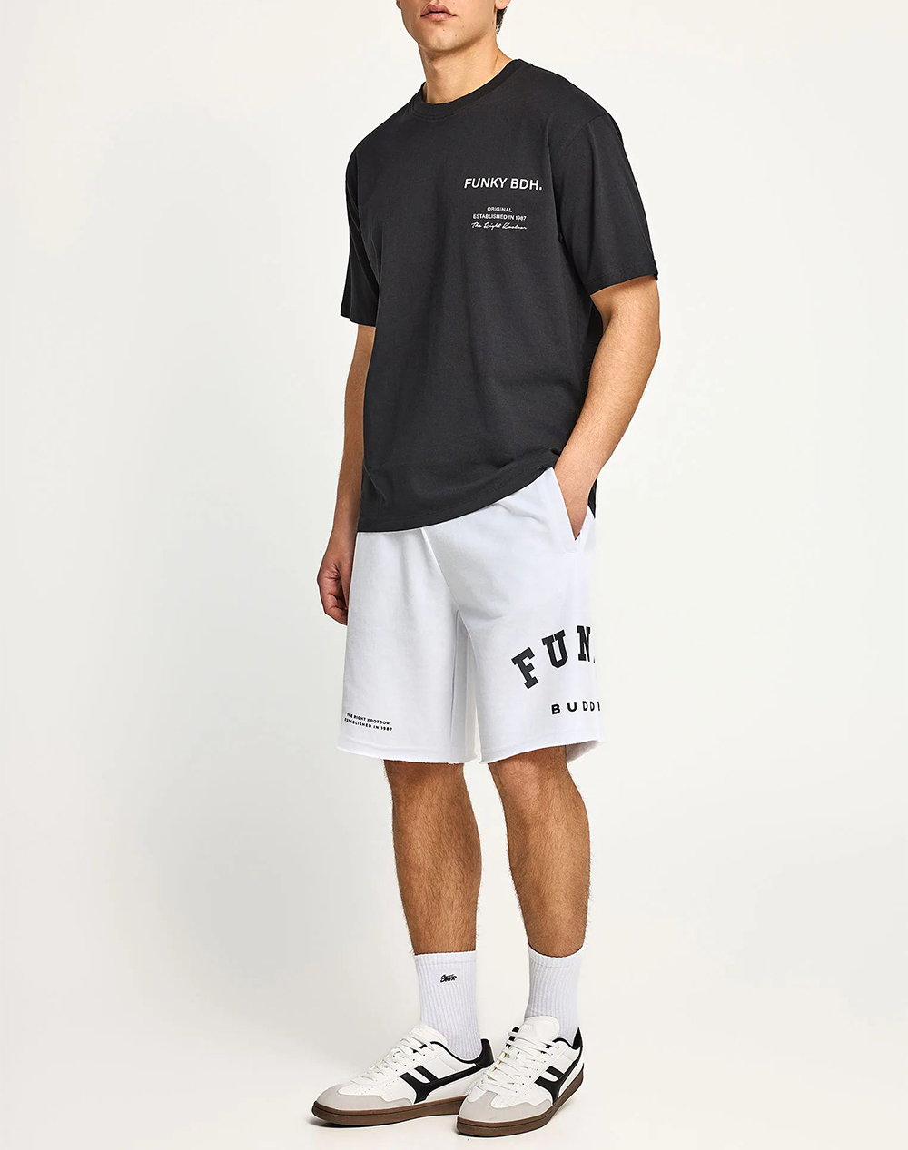 Funky Buddha Shorts Fbm013-051-03-White White ανδρικά αθλητικά ρούχα Σορτς Βερμουδα Politikos Shop Πολιτικός