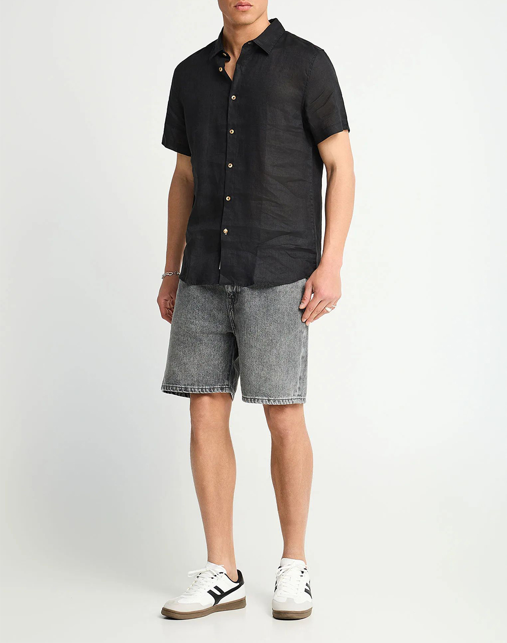 Funky Buddha Shirts Fbm013-002-05-Black Black ανδρικά ρούχα πουκάμισα Politikos Shop Πολιτικός