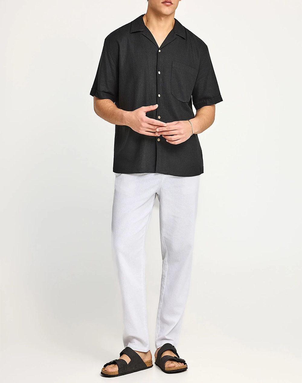 Funky Buddha Shirts Fbm013-006-05-Black Black ανδρικά ρούχα πουκάμισα Politikos Shop Πολιτικός