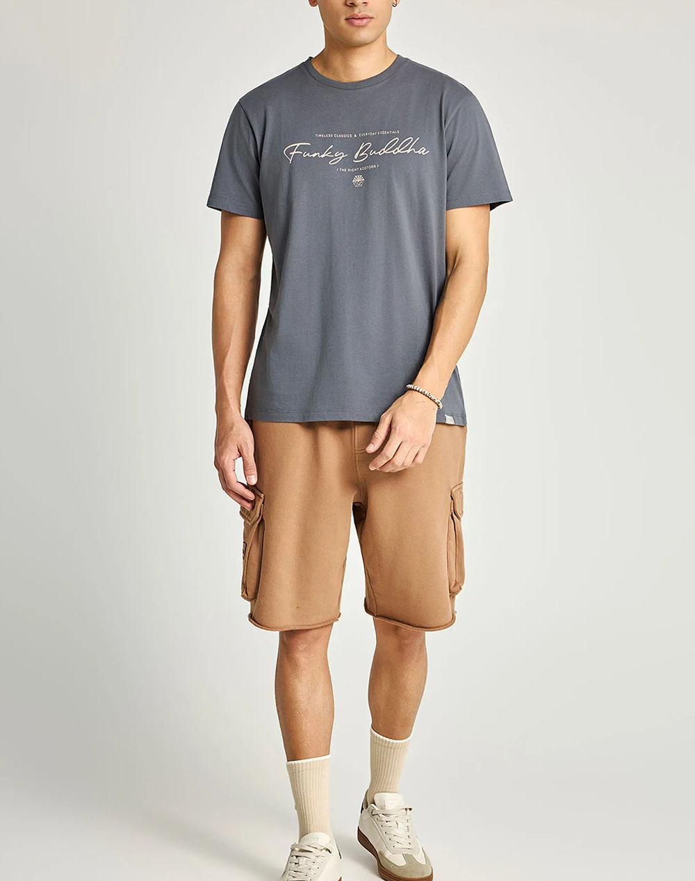 Funky Buddha T-Shirts Fbm013-022-04-Dk Grey Darkgray ανδρικά ρούχα μπλούζες T-Shirt Politikos Shop Πολιτικός