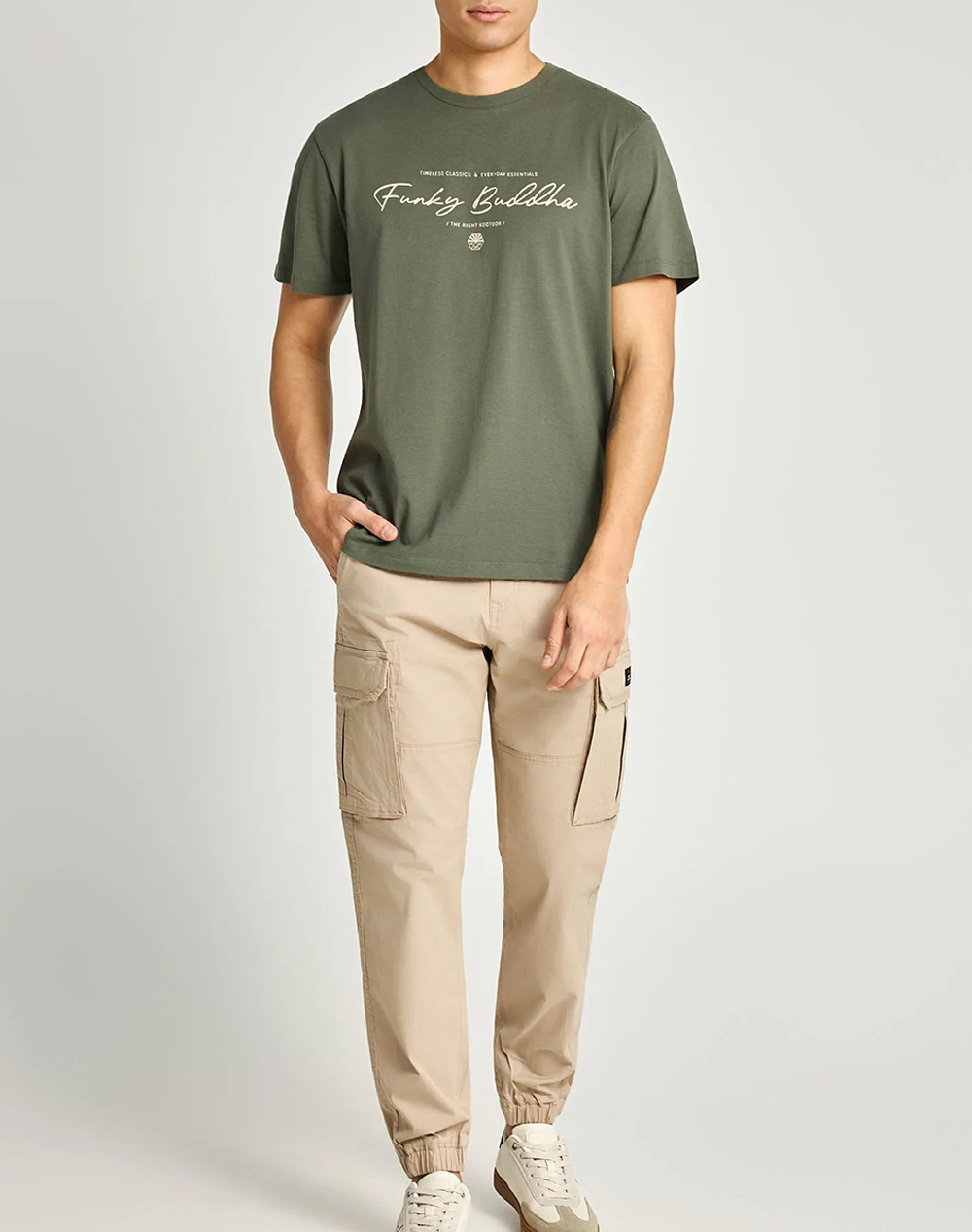 Funky Buddha T-Shirts Fbm013-022-04-Deep Forest Khaki ανδρικά ρούχα μπλούζες T-Shirt Politikos Shop Πολιτικός