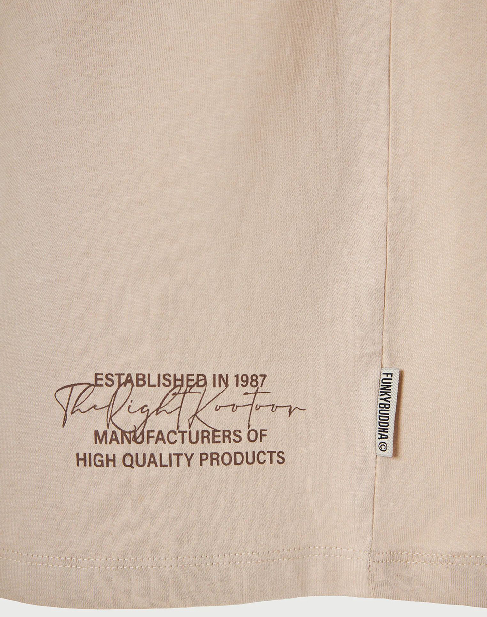 Funky Buddha T-Shirts Fbm013-032-04-Fog Biege ανδρικά ρούχα μπλούζες T-Shirt Politikos Shop Πολιτικός