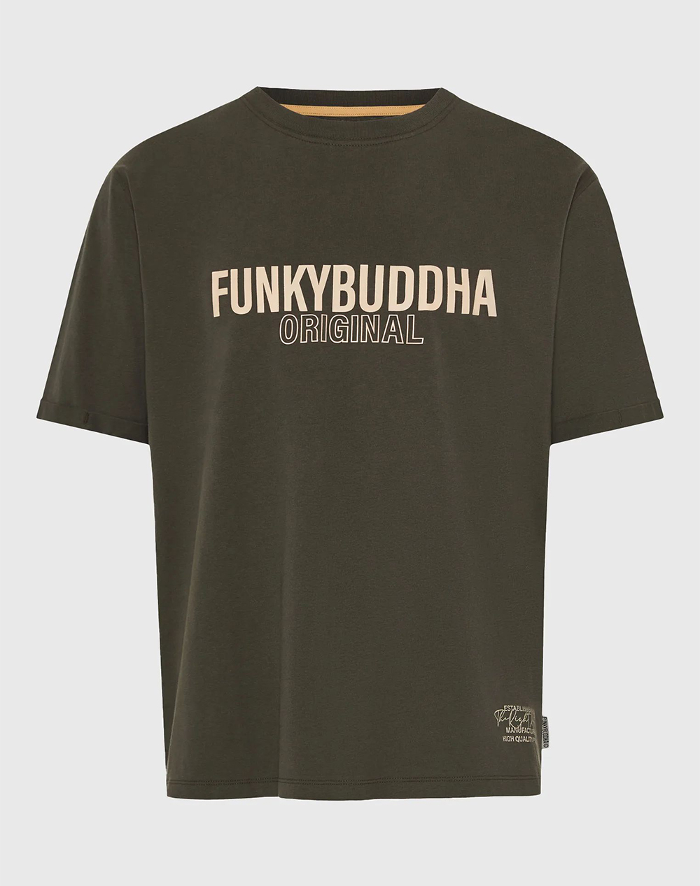 FUNKY BUDDHA T-Shirts FBM013-032-04-Dusty Olive Khaki