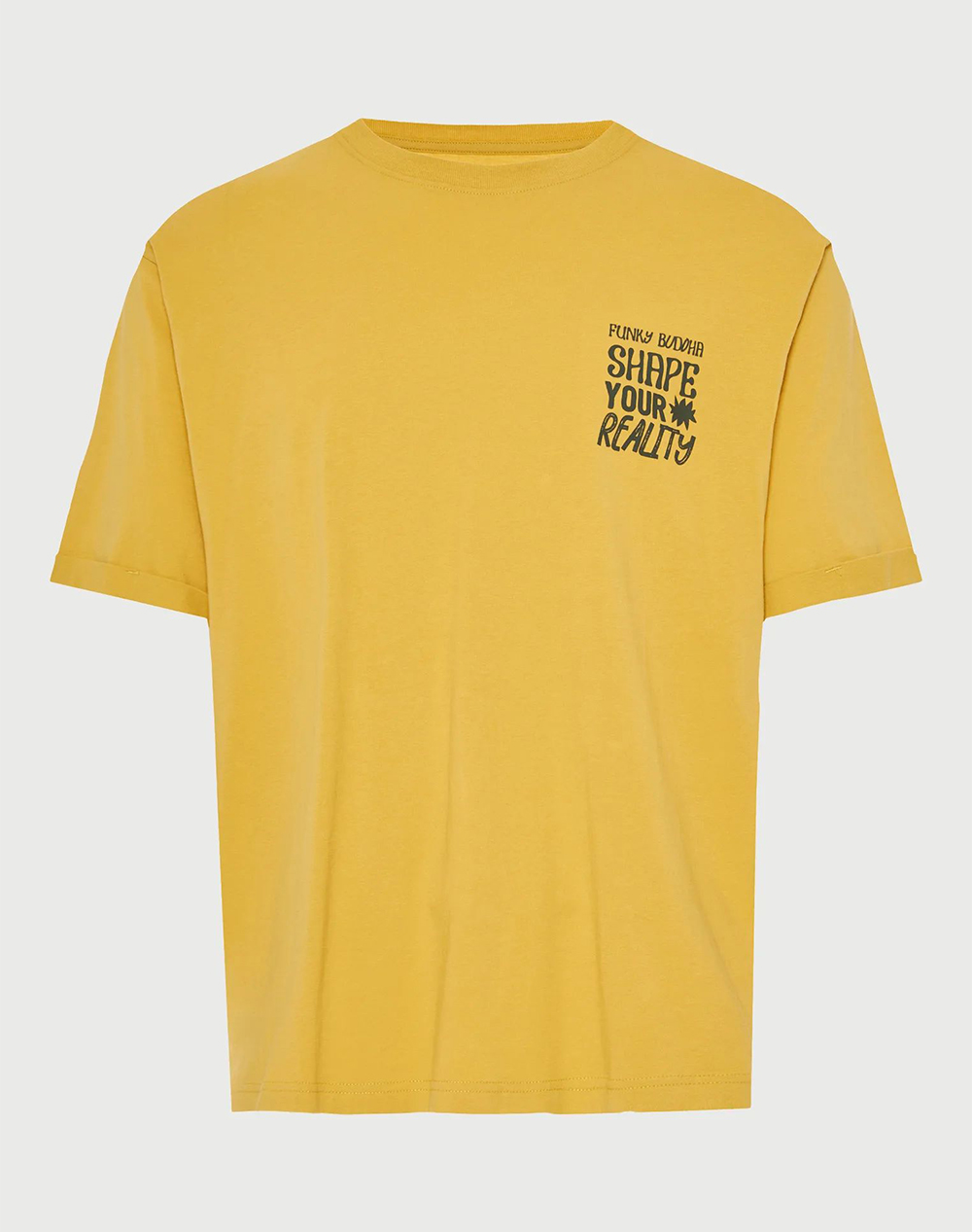FUNKY BUDDHA FBM013-049-04 - Ανδρική Μπλούζα Κοντό Μανίκι Και Τύπωμα FBM013-049-04-Oil Yellow Yellow