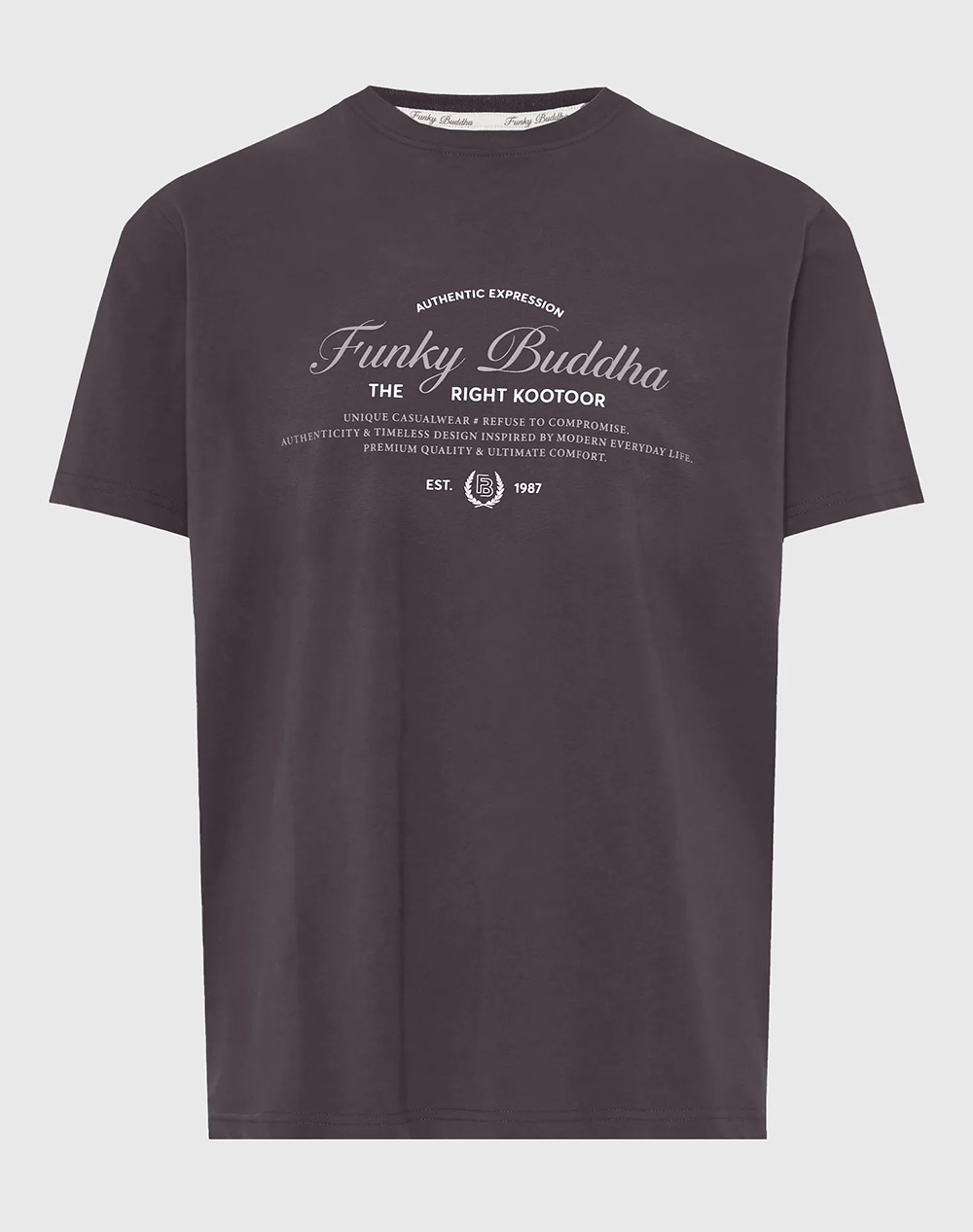 Funky Buddha Μπλούζα Κοντό Μανίκι Και Τύπωμα Fbm013-024-04-Anthracite Darkgray ανδρικά ρούχα μπλούζες T-Shirt Politikos Shop Πολιτικός