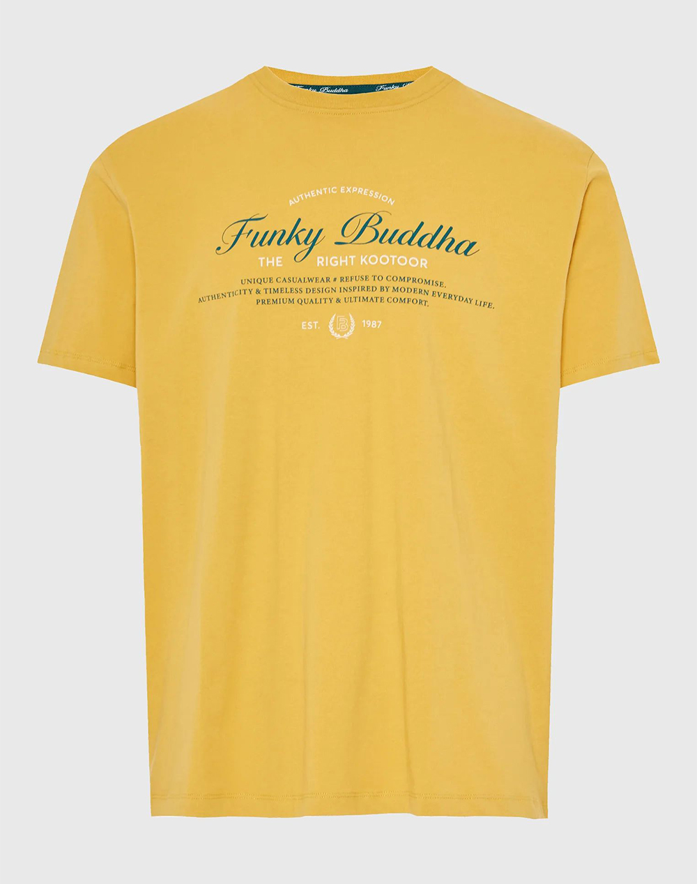 FUNKY BUDDHA Μπλούζα Κοντό Μανίκι Και Τύπωμα FBM013-024-04-Oil Yellow Yellow